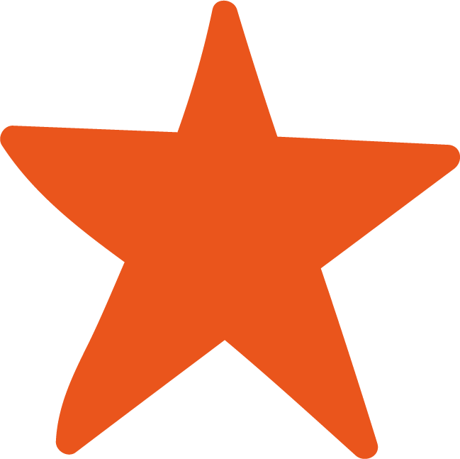 Orange, five-pointed star with a solid fill