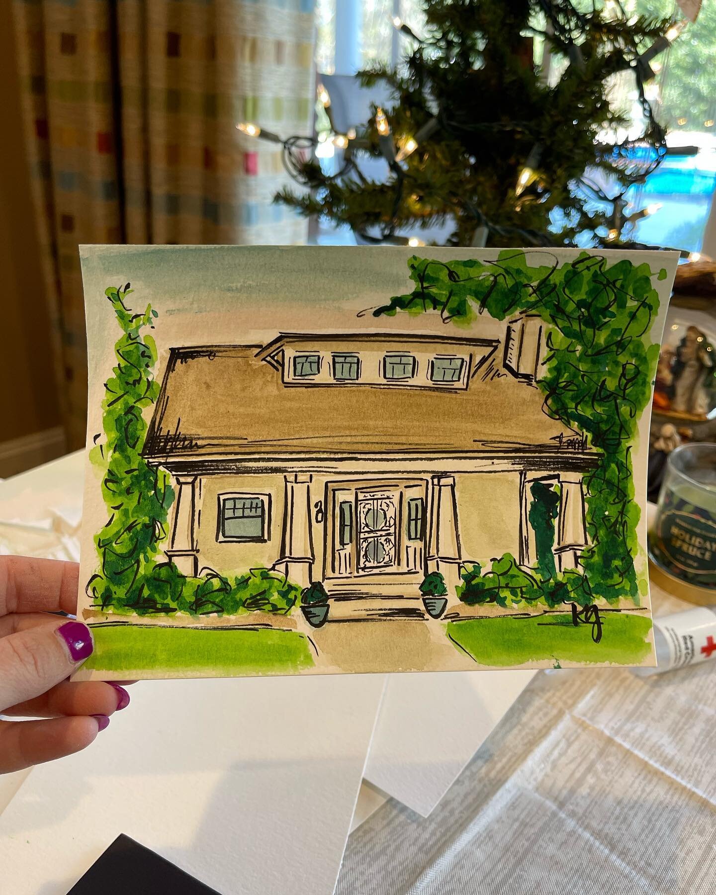 Two Tennessee homes commissioned recently&hellip;One from Memphis and the other from Hendersonville! Both are custom watercolor with black brush pen from a picture&hellip;Did I mention, I&rsquo;m the only one in my family that wasn&rsquo;t born In Te