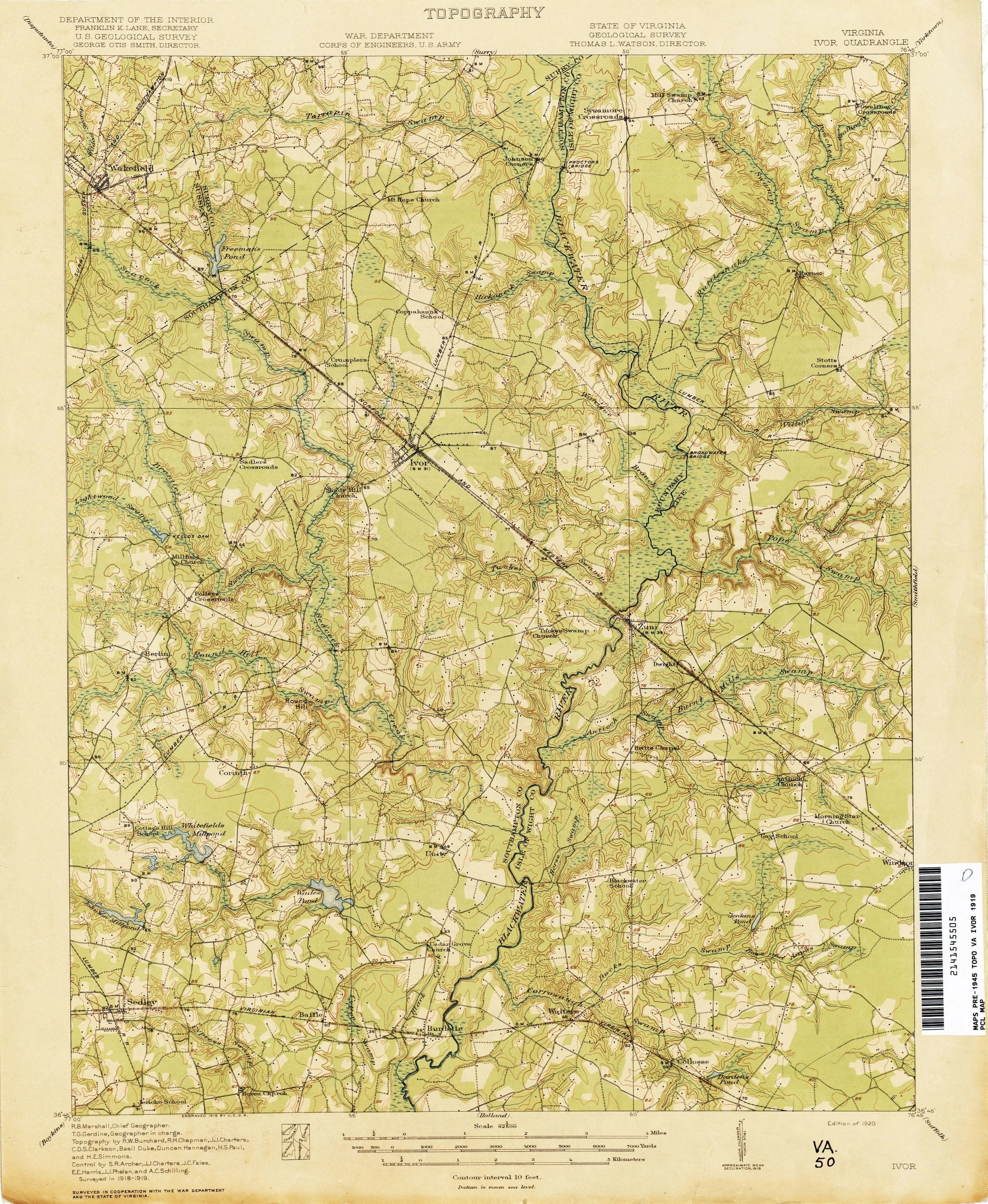 Ivor Topographic Map