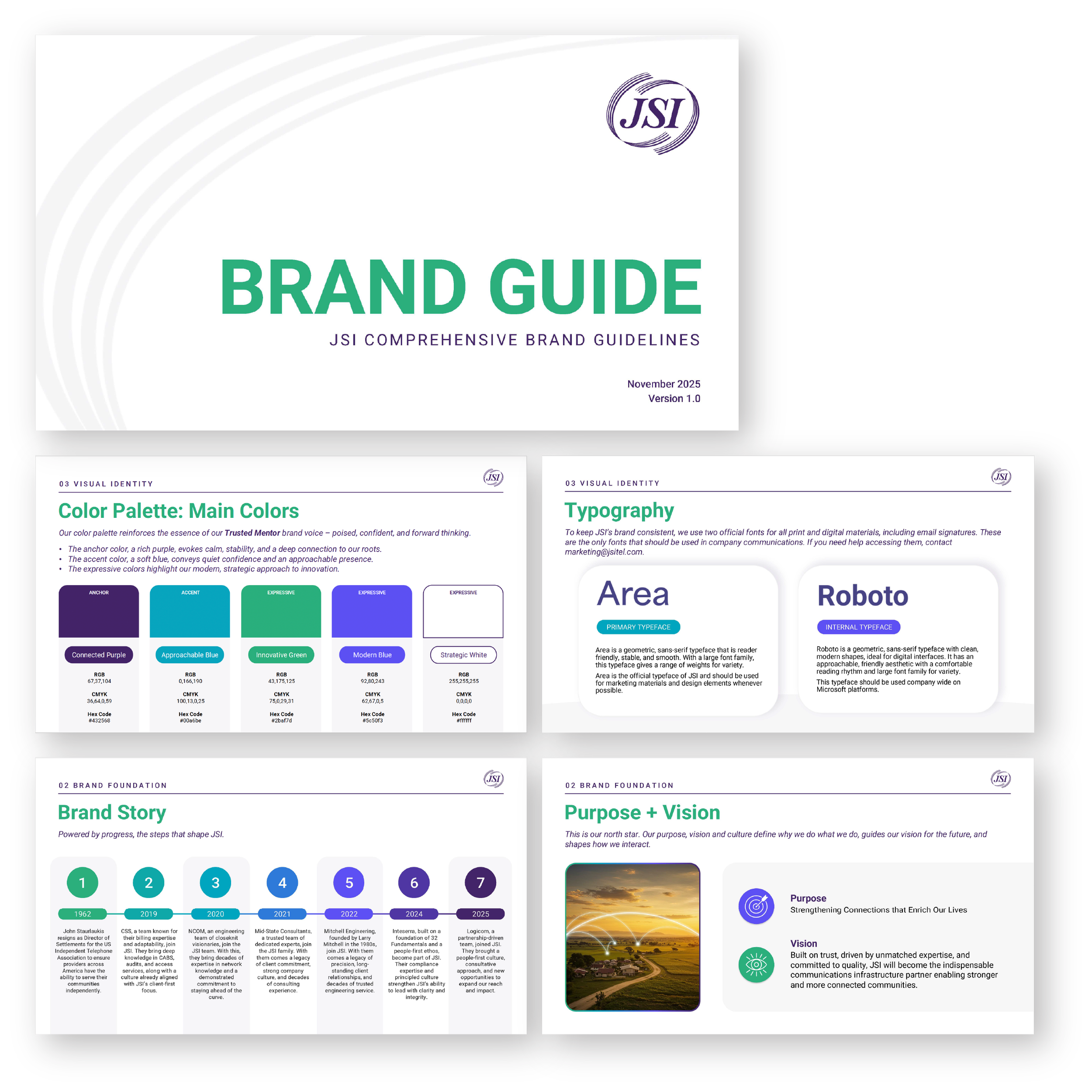 JSI Brand Guide and Identity
Based on company logo and values, created brand visuals to enhance company visibility and create uniformity
