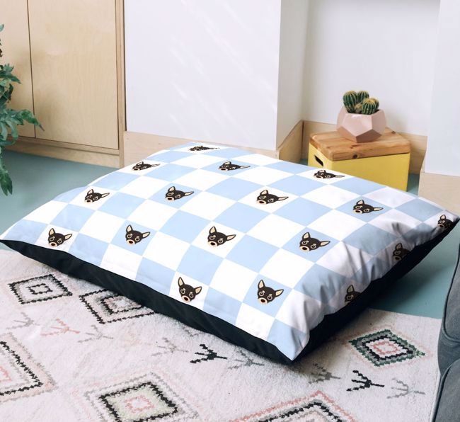 Personalised Dog Bed: Checkered Pattern