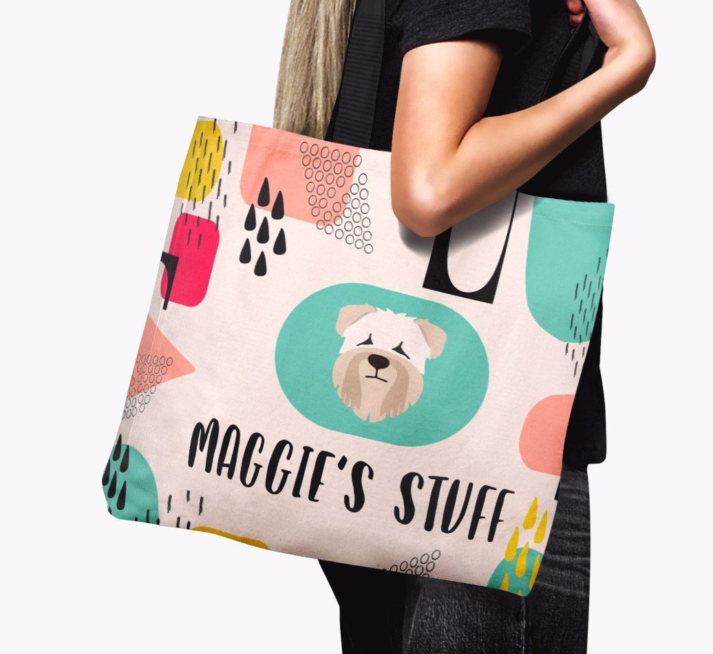 dog bag, personalised dog bag, dog stuff bag, colourful dog bag