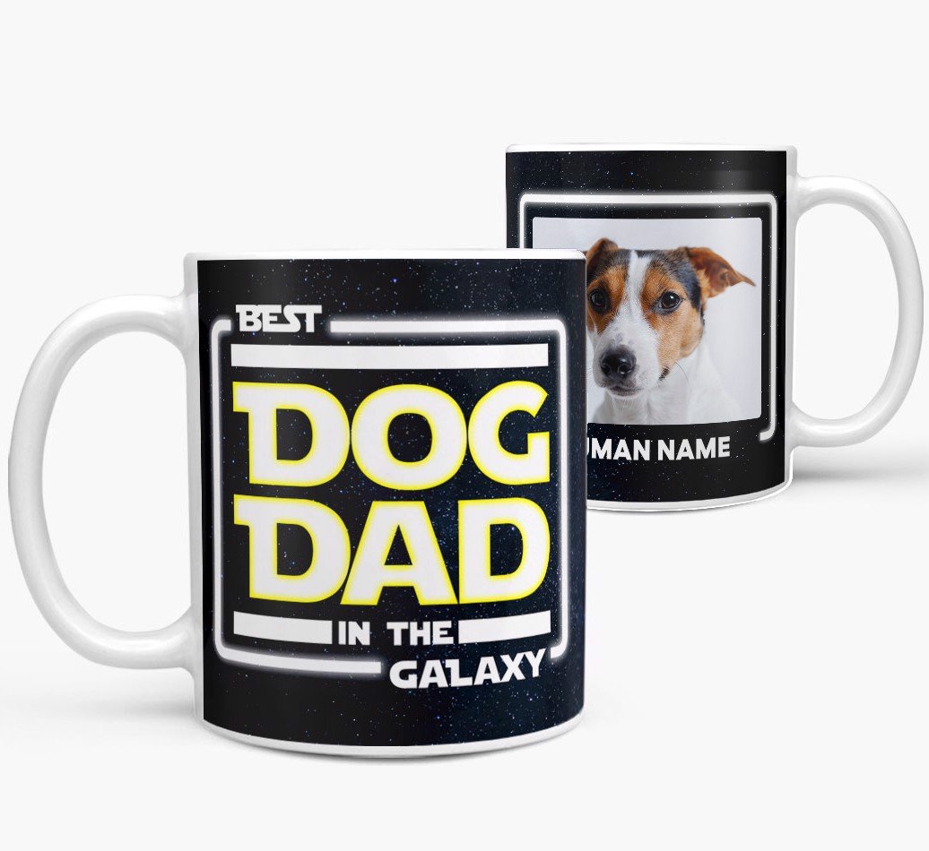 best dog dad in the galaxy photo upload mug, personalised photo upload mug for dog dad