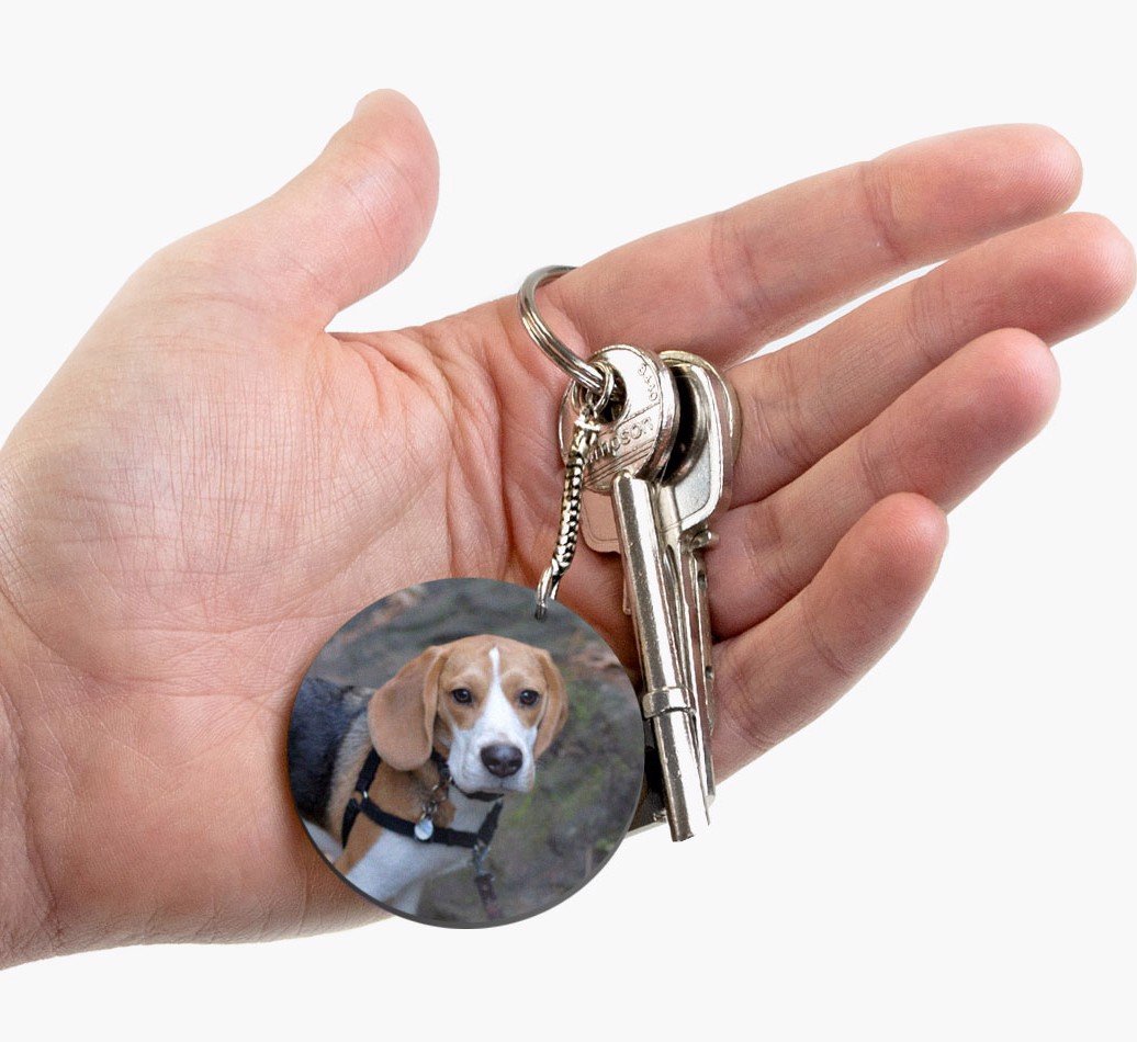 dog photo keyring, personalised dog keyring, photo upload keyring, dog keepsake gift