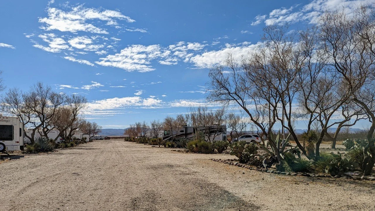 Crisp air allowed for views of the surrounding mountains at Saddleback Mtn RV in Balmorhea, Texas. This right-off-the-interstate park behind a truck stop was actually quite pleasant.