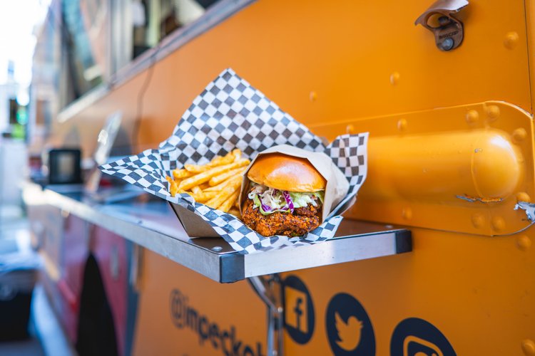 Burger and fries from Impeckable food truck