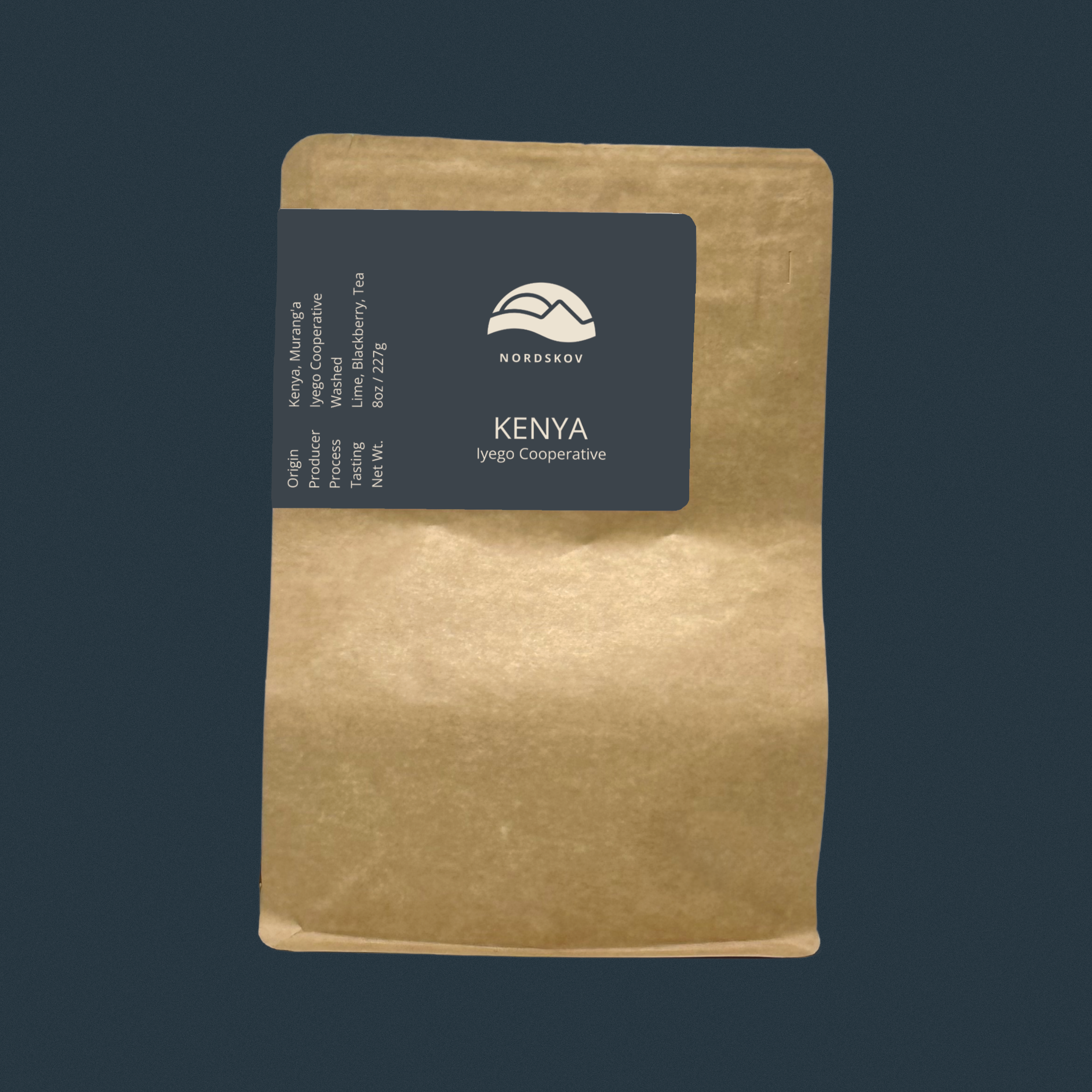 Kenya Iyego Cooperative 2025 bag of coffee beans - front view