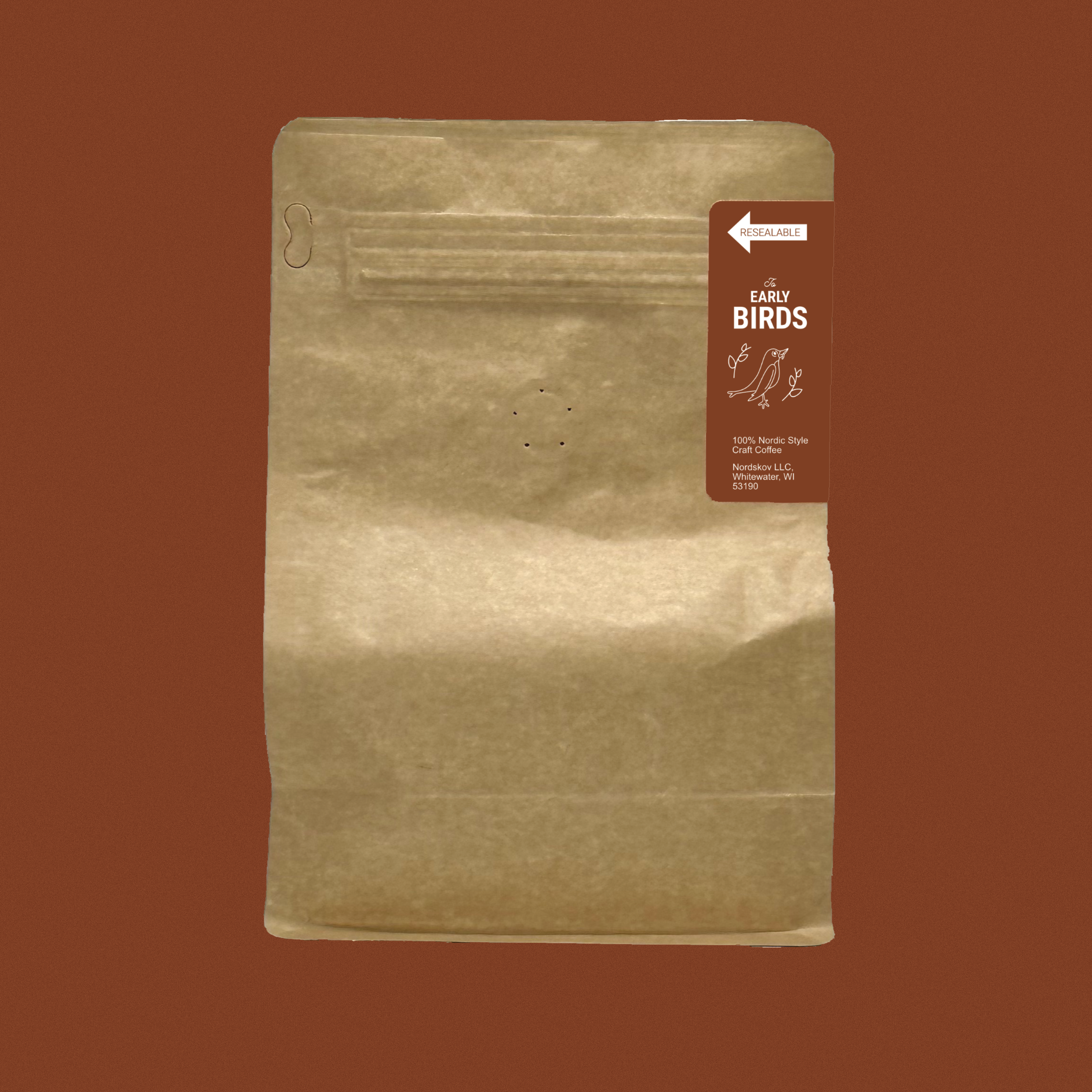 Nordskov Costa Rica Cerro San Luis coffee bag back showing resealable