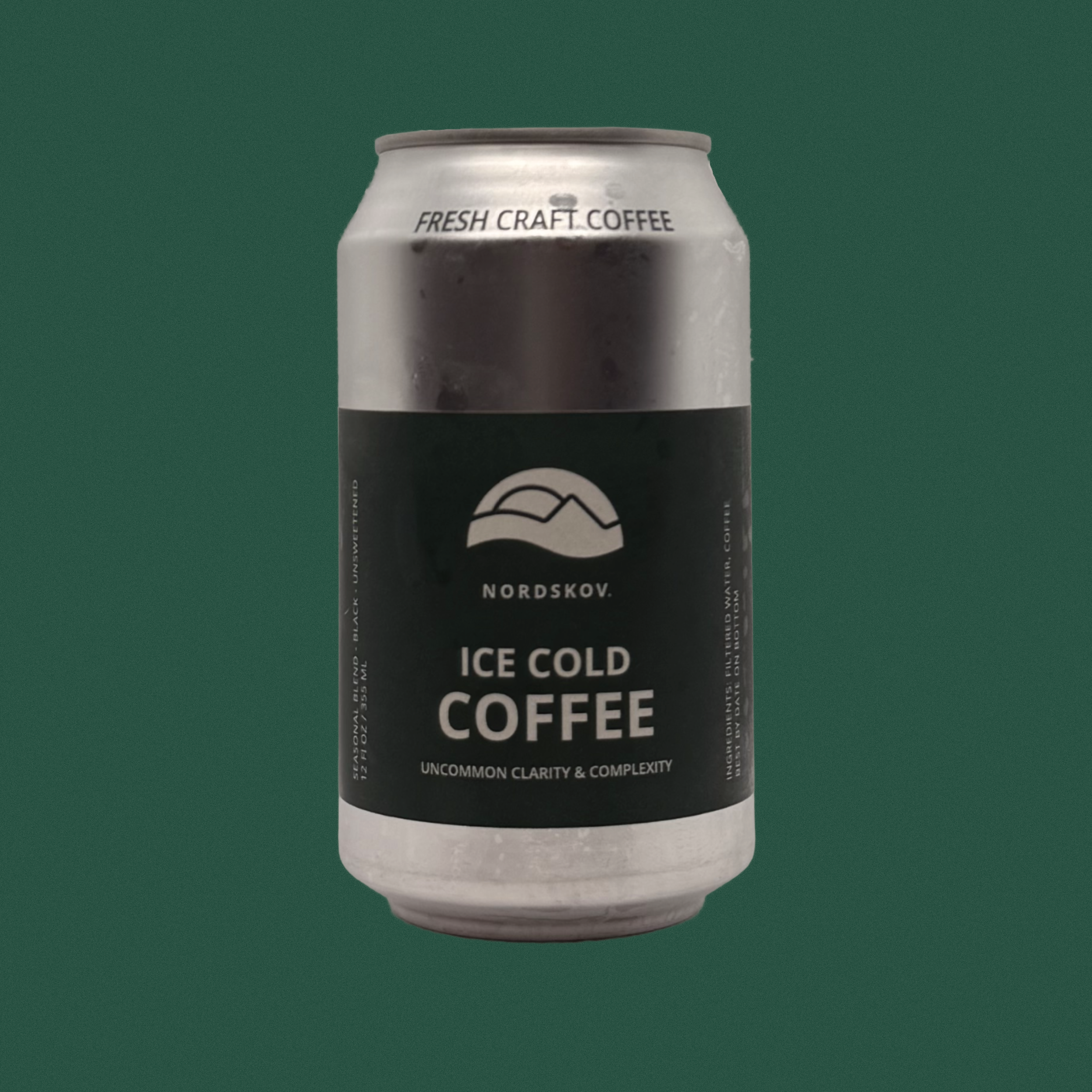 Single can of ice cold Nordskov coffee