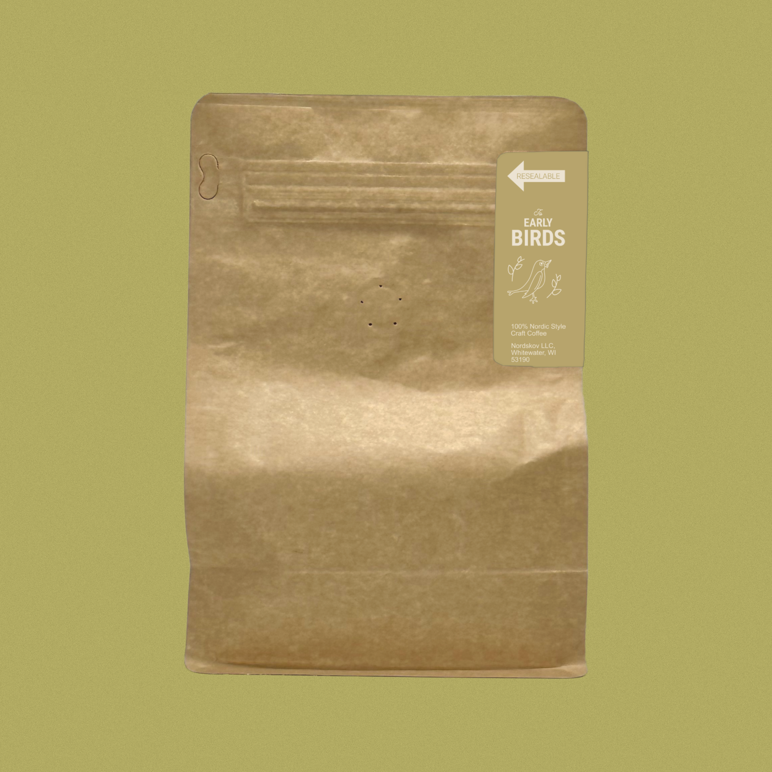 Nordskov Colombia El Placer coffee beans back of bag showing resealable