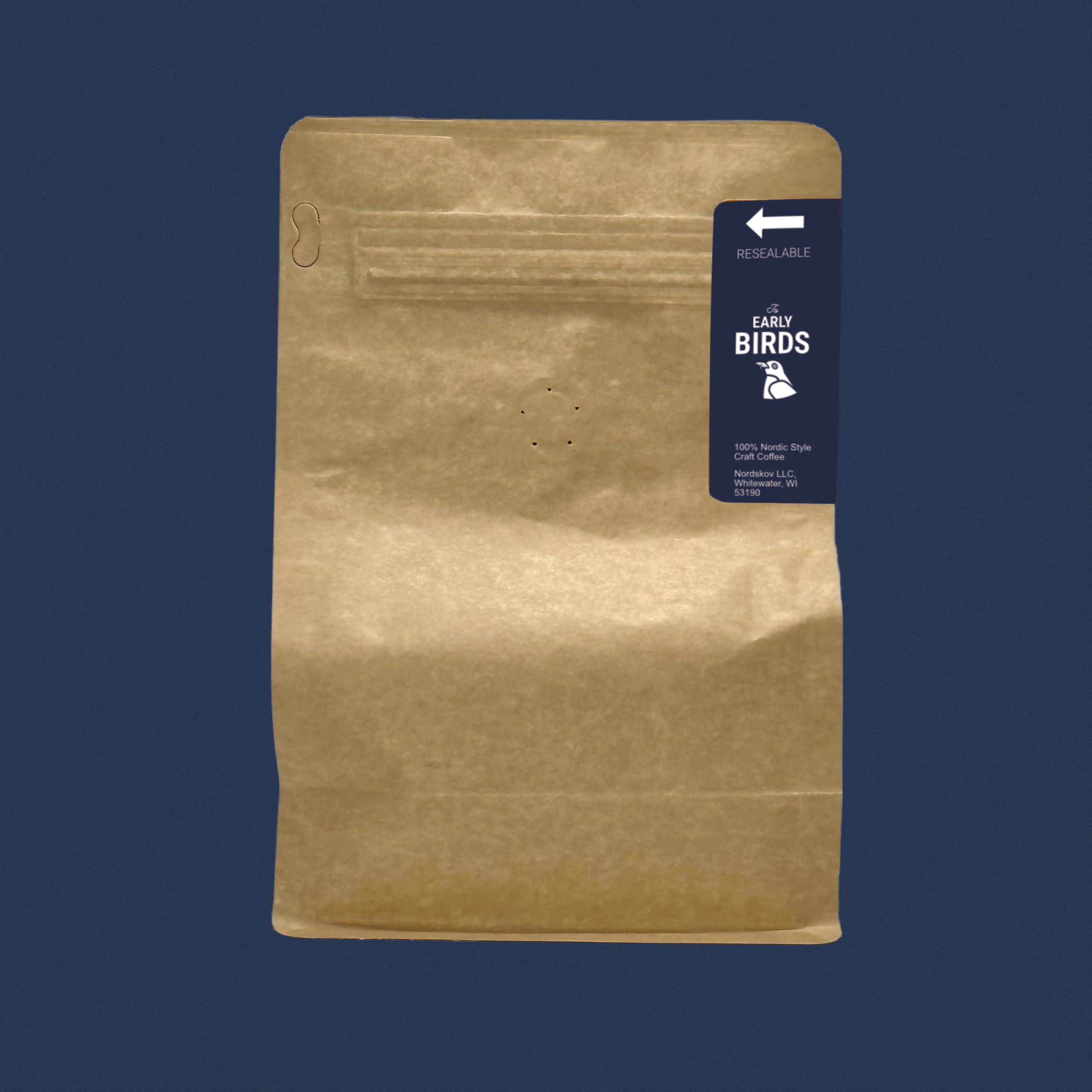 Nordskov Kenya Kainamui coffee back of bag showing it's resealable