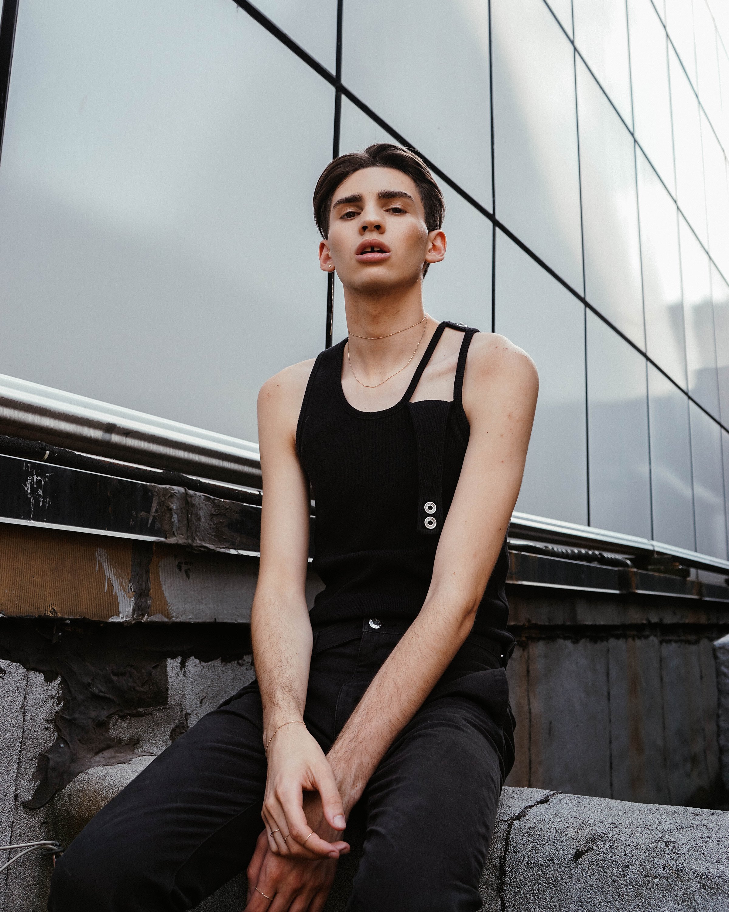 Studio fashion photography featuring a model in Copenhagen, captured with editorial lighting, contemporary styling, and professional composition.