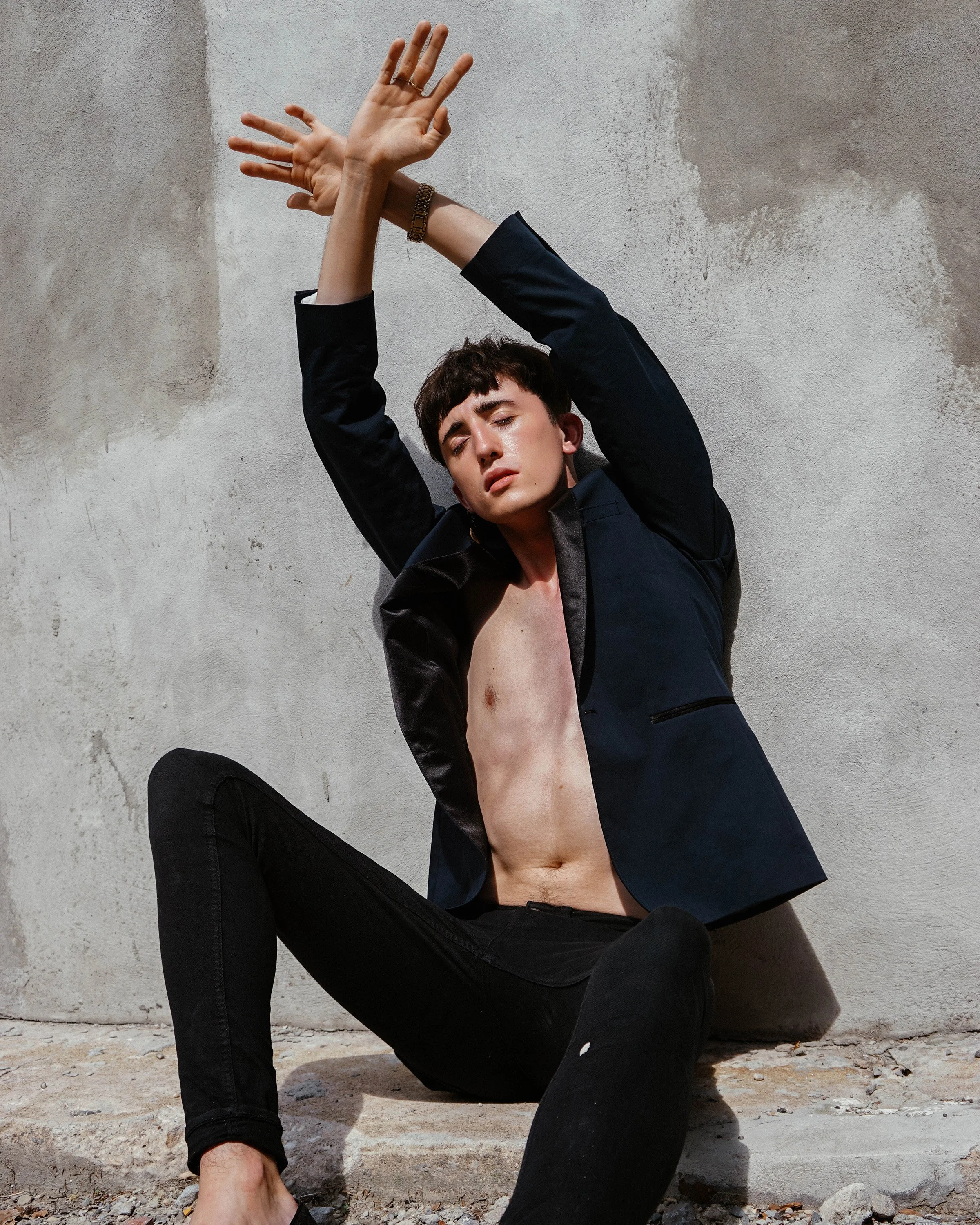 Lifestyle-focused studio fashion photography of a model in Copenhagen, capturing authentic poses and editorial aesthetics.