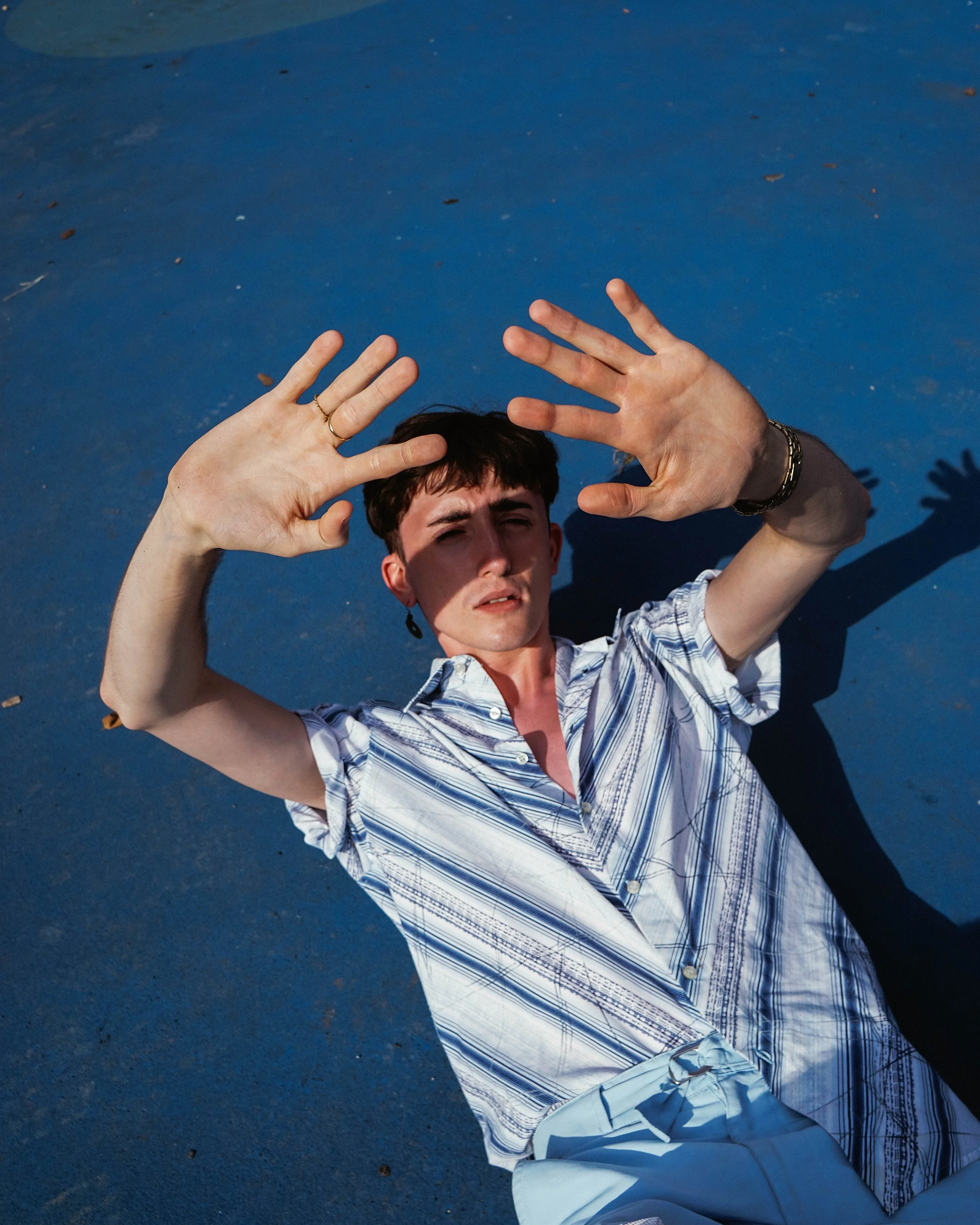 Editorial studio portrait of a fashion model in Copenhagen, emphasising professional styling and modern fashion photography.