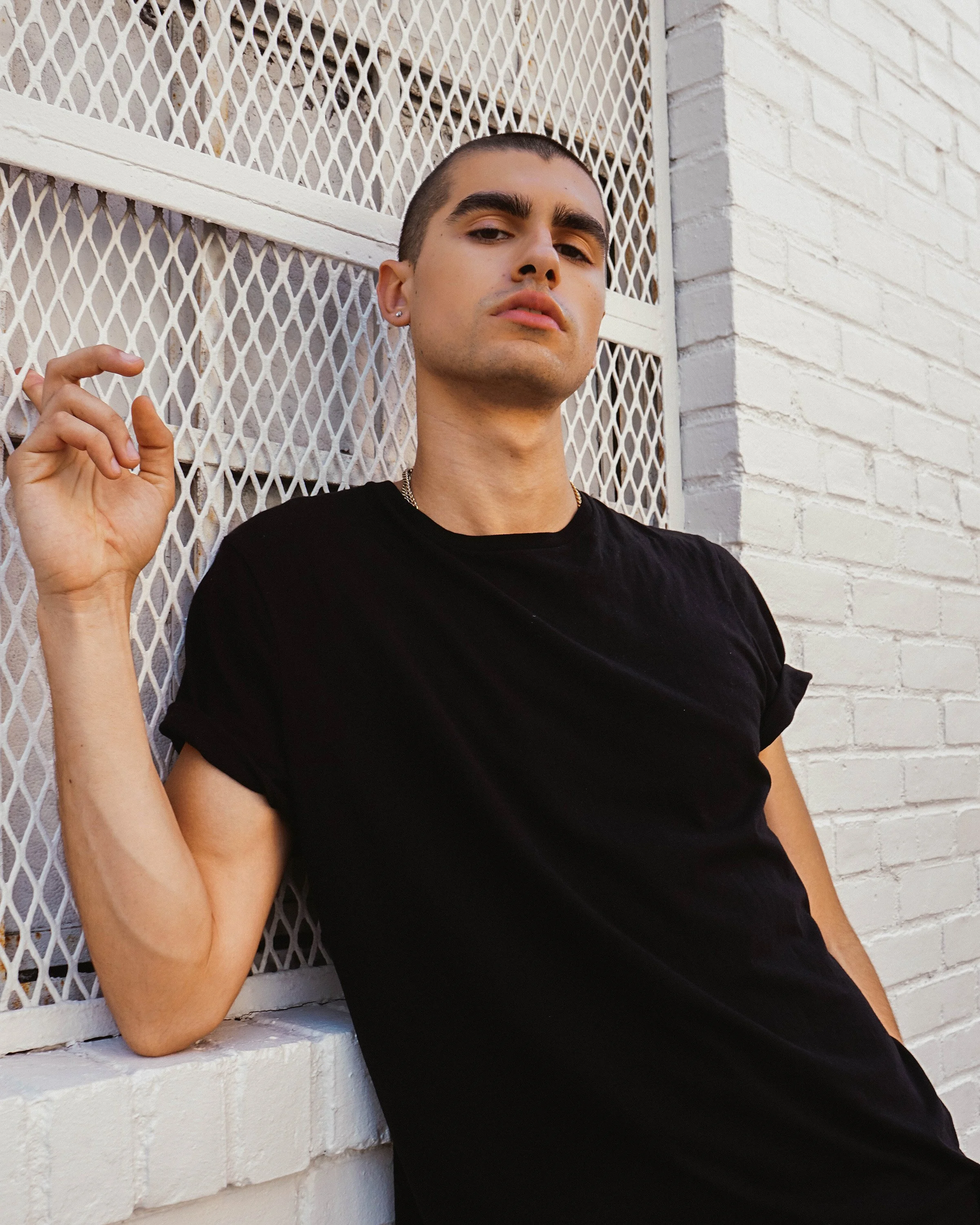 Editorial fashion portrait of a model in Copenhagen, captured with studio lighting and professional styling.