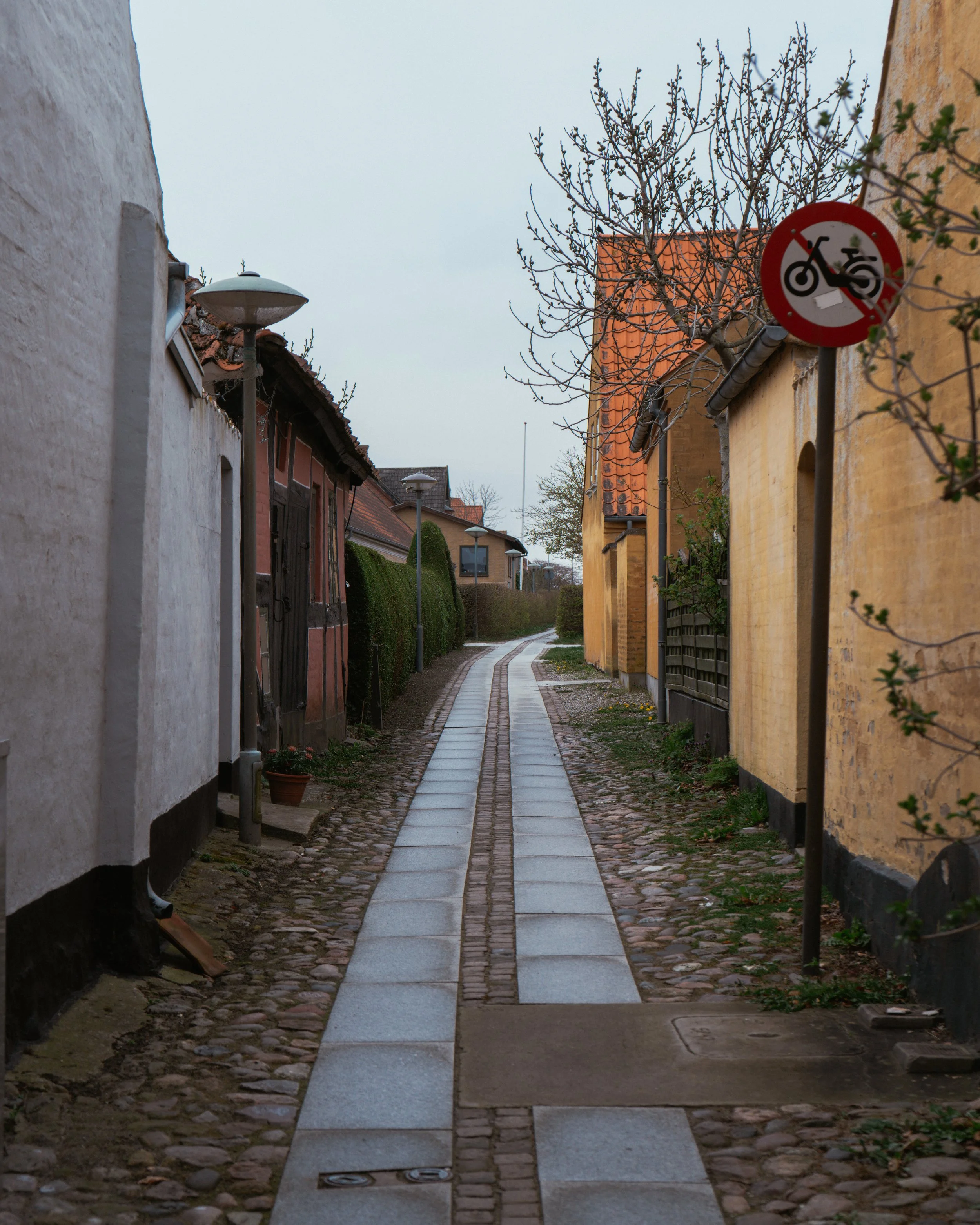 Quiet street detail in Ærøskøbing, a popular location for weddings on Ærø, Denmark