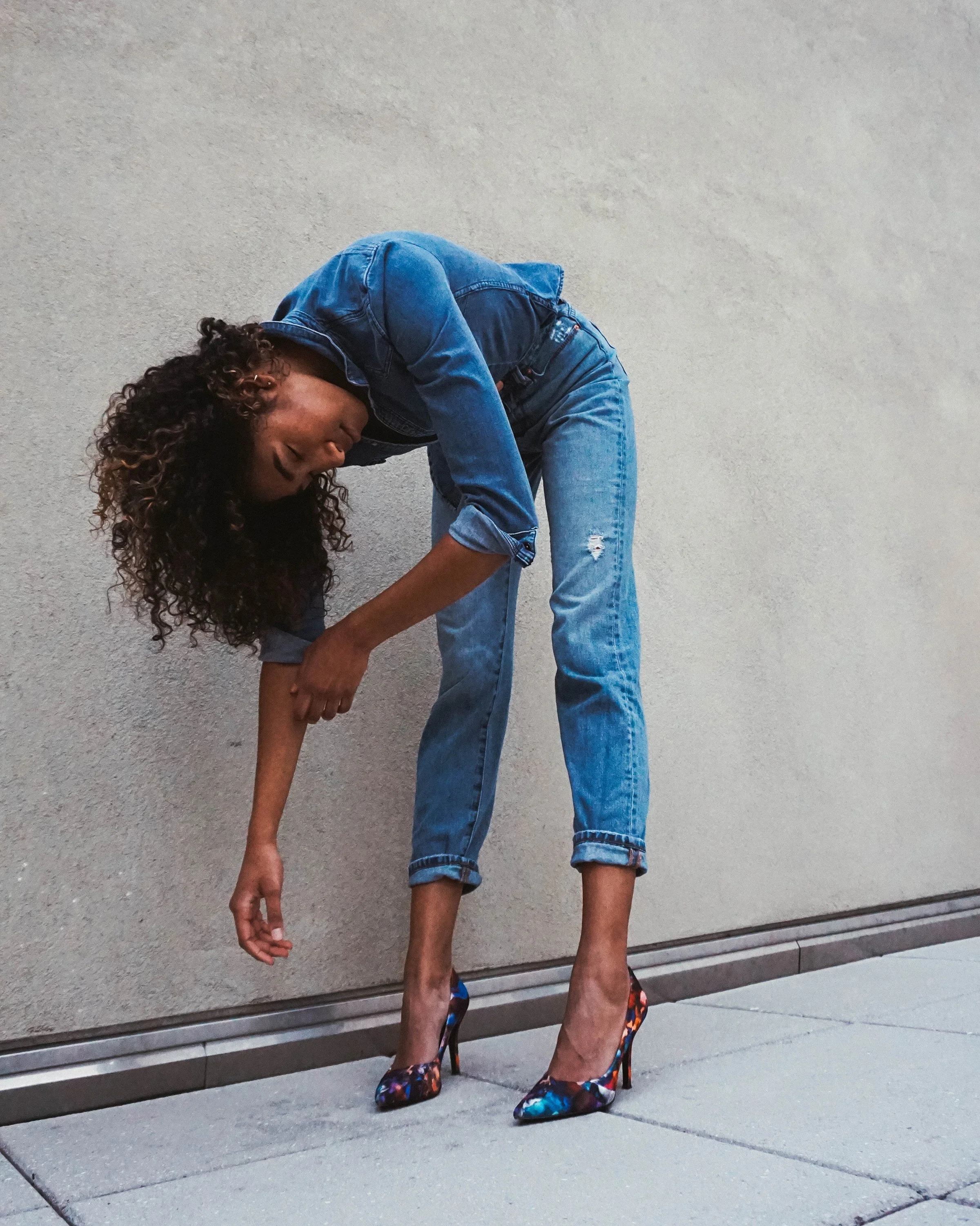 Editorial fashion photography on location in Copenhagen, featuring natural lighting and contemporary model styling.