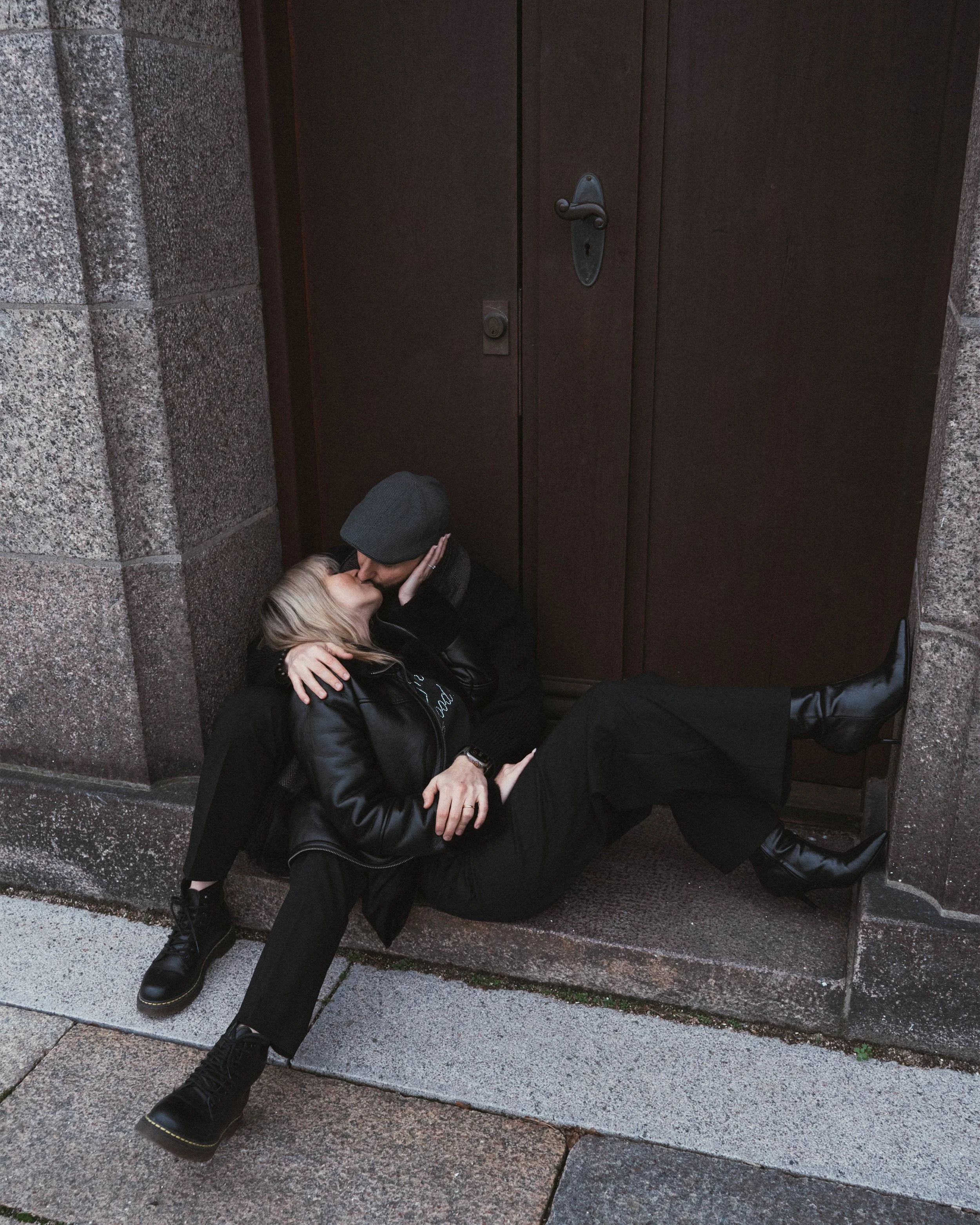 Documentary couples photography in Copenhagen showing a natural walking moment with real connection and sense of place.