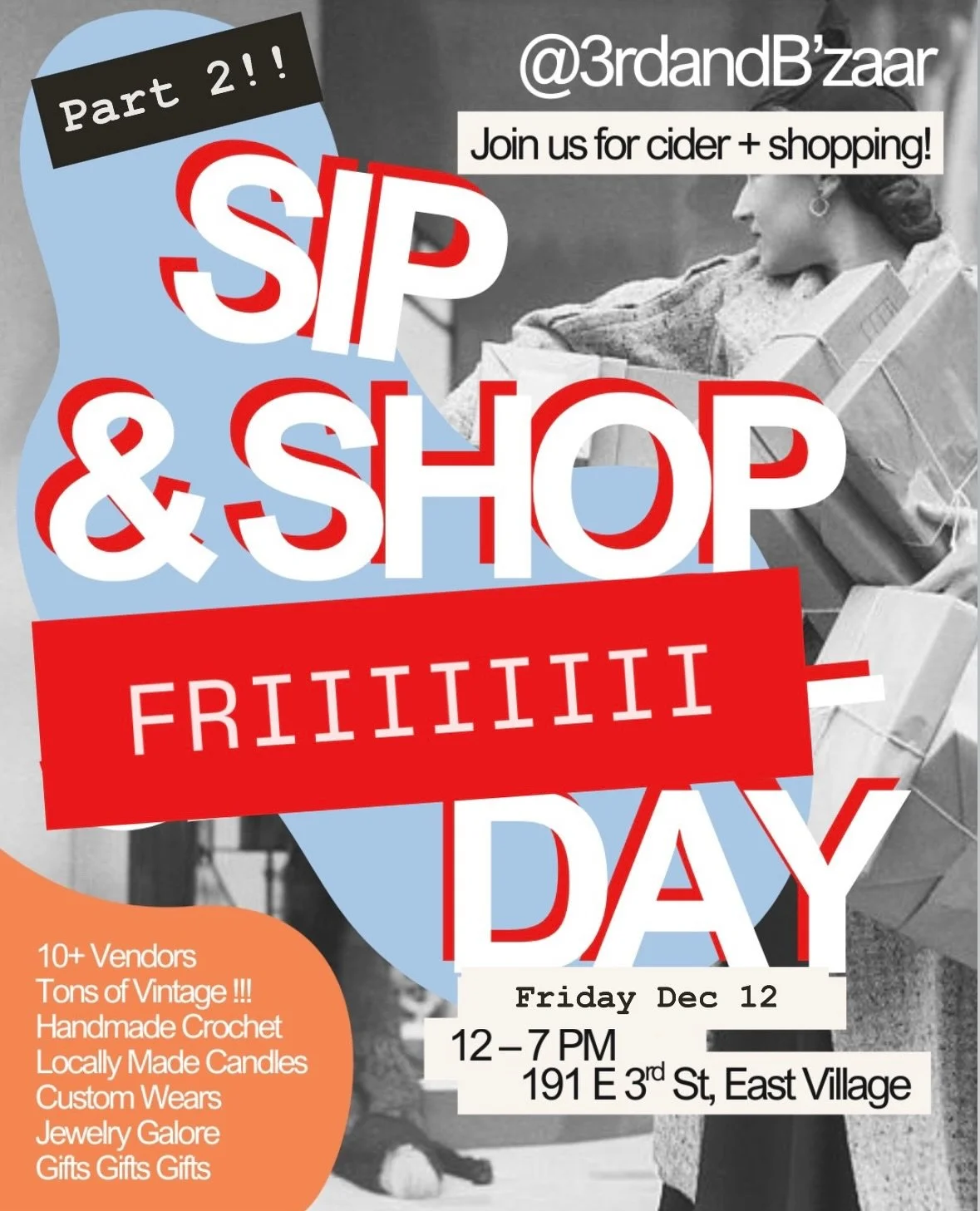 We had so much fun last Saturday&hellip;so we&rsquo;re hosting Part 2 ! Stop by the shop this Friday from 12-7 PM for a festiveeee holiday sip + shop to get in the spirit 🌟🍻 Warm cider, great tunes, fresh vintage on the racks (just put out sooooo m
