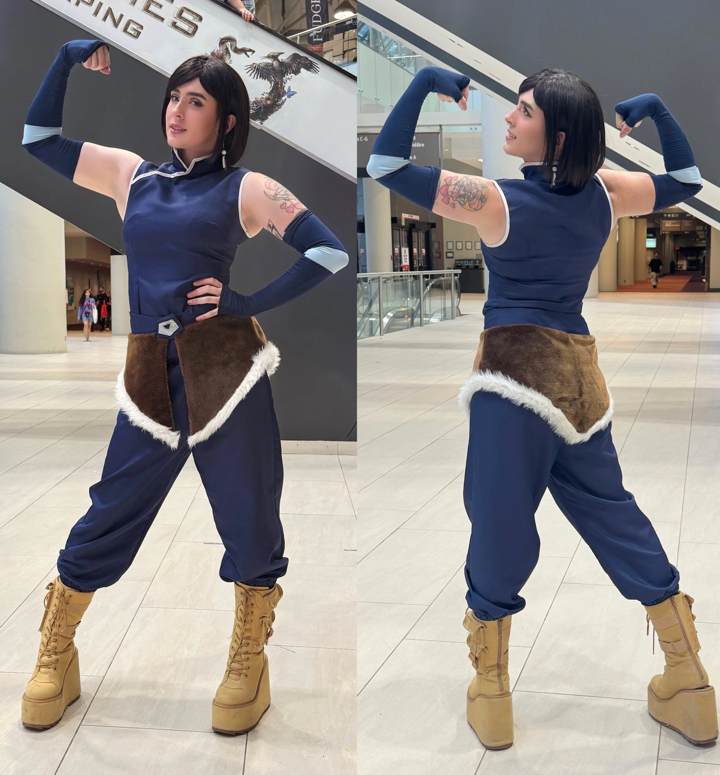 I finally wore Korra to a con for the first time! I originally made her back in like 2021 so it was really fun to revamp this to help out at @purrblind &lsquo;s booth 😁
Oh uhhh jumpscare on the 4th slide :3 
🫧🧼🫧
#korra #korracosplay #legendofkorr