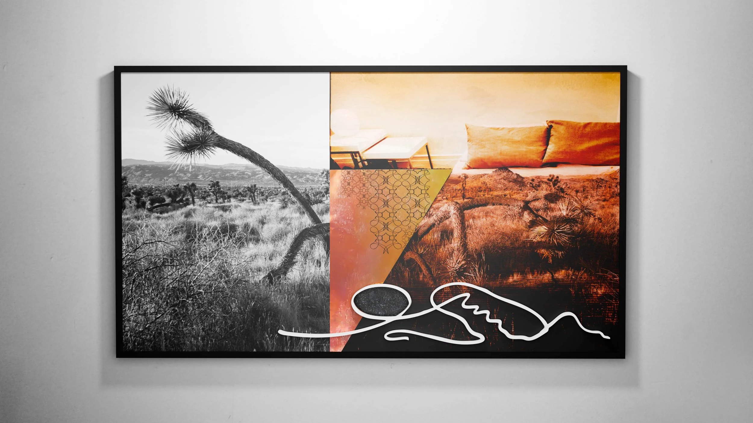 INTERSTICE / 27" x 48" / UV prints on archival paper and lexan, acrylic, dichroic film and diamond dust on layered, die cut wood panels