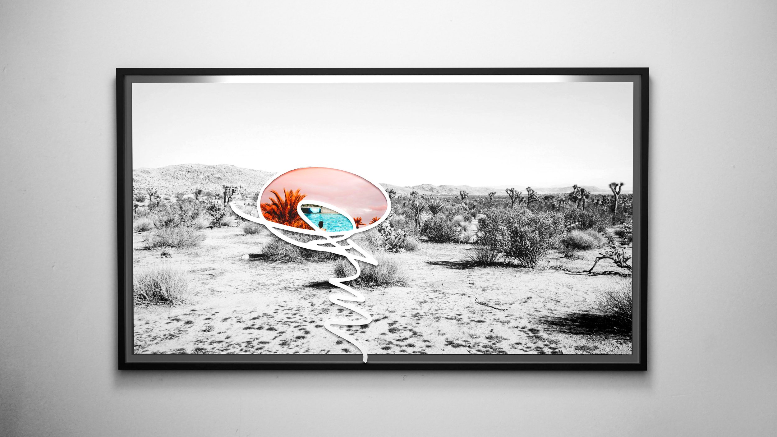 AFTER EVERYTHING / 34" x 60" / UV prints on archival paper and lexan, spray paint on layered, die cut wood panels and acrylic mirror