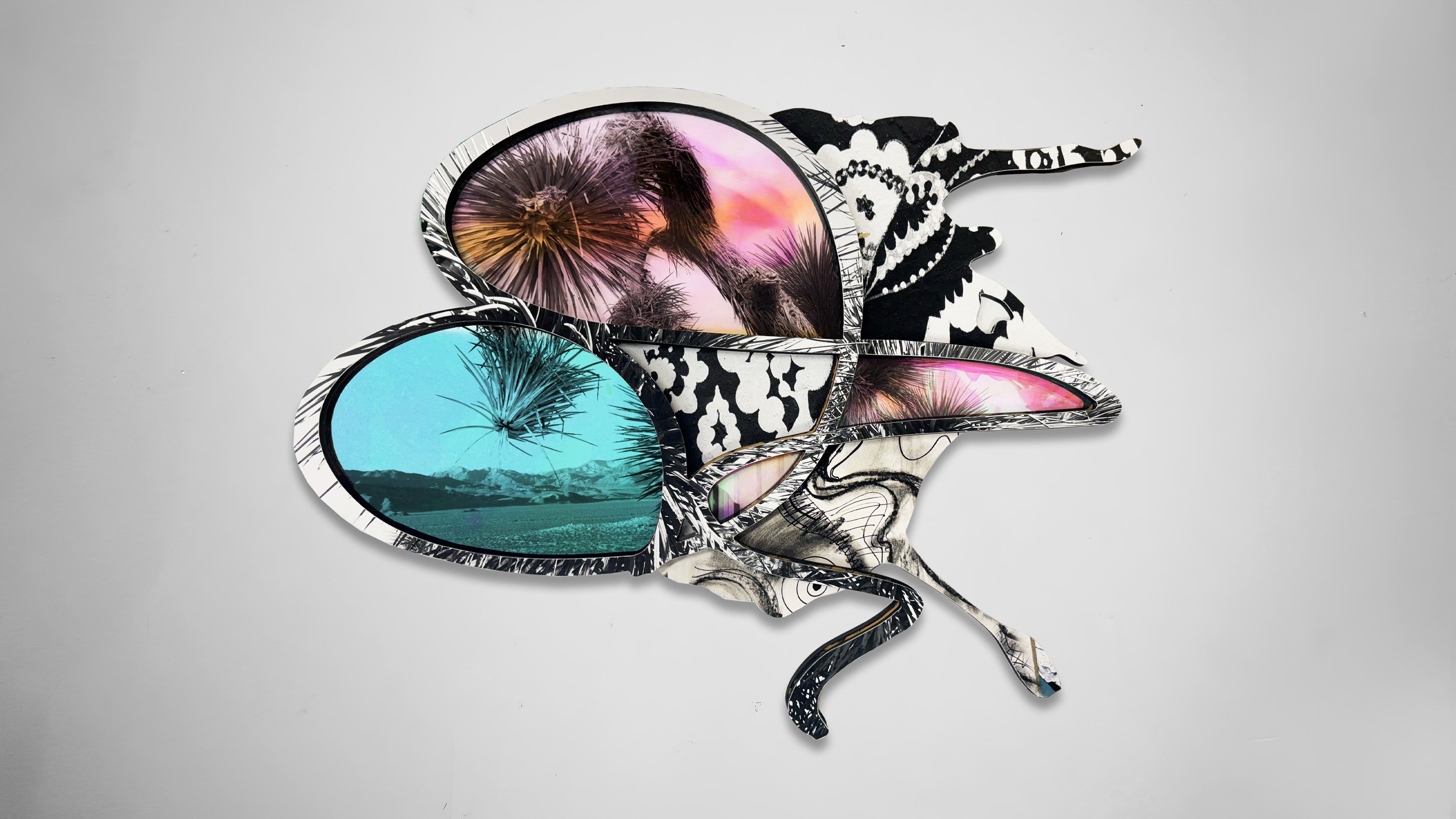 NOTHING HOLDS STILL / 32" x 44" / UV photographic prints on lexan and archival paper, acrylic and dichroic film on layered, die cut mdf panels