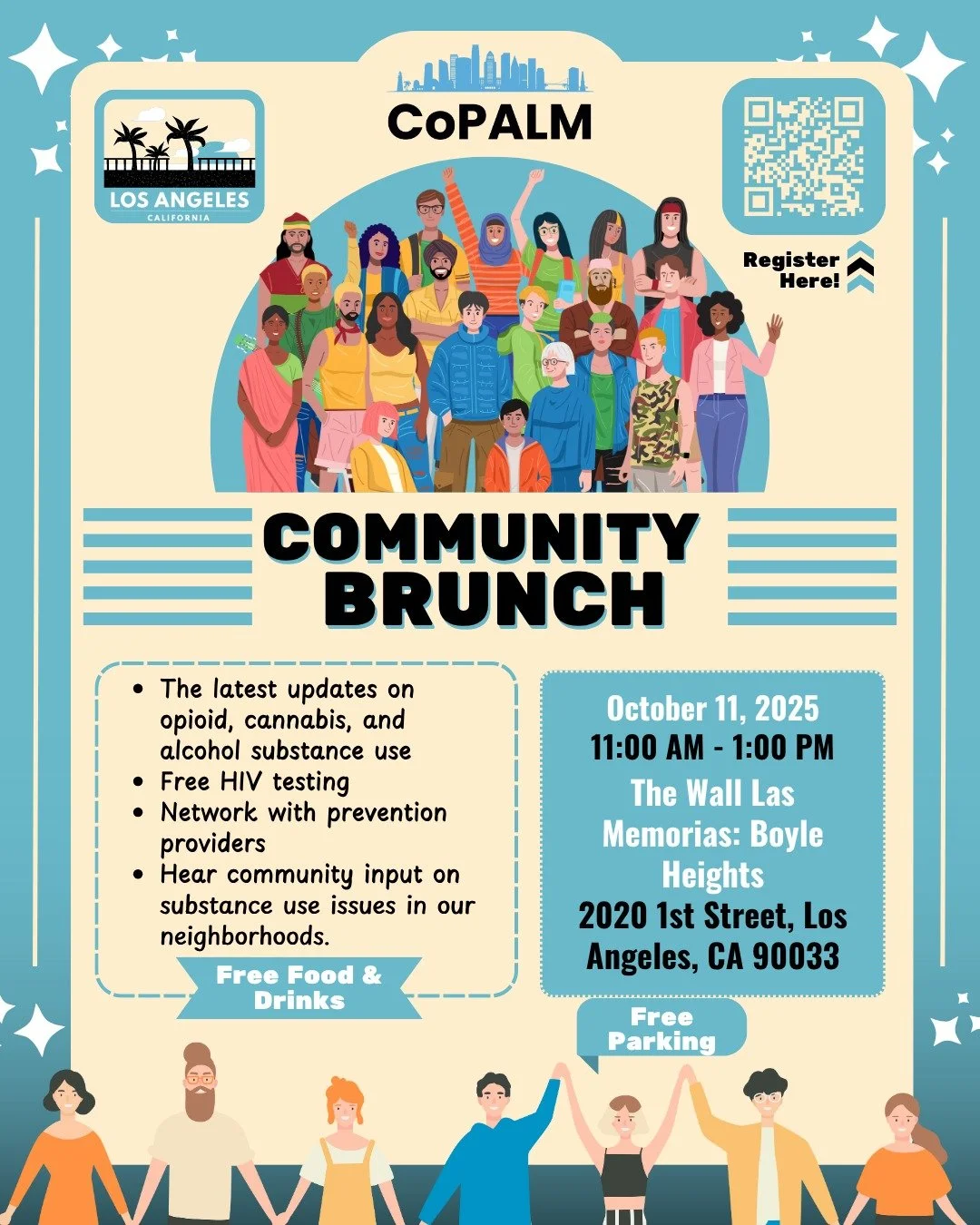 CoPALM is pleased to announce our community brunch which will take place on Saturday, October 11 from 11:00 AM - 1:00 PM. At this event, you will have the opportunity to receive the latest one substance misuse information, free HIV testing, and hear 