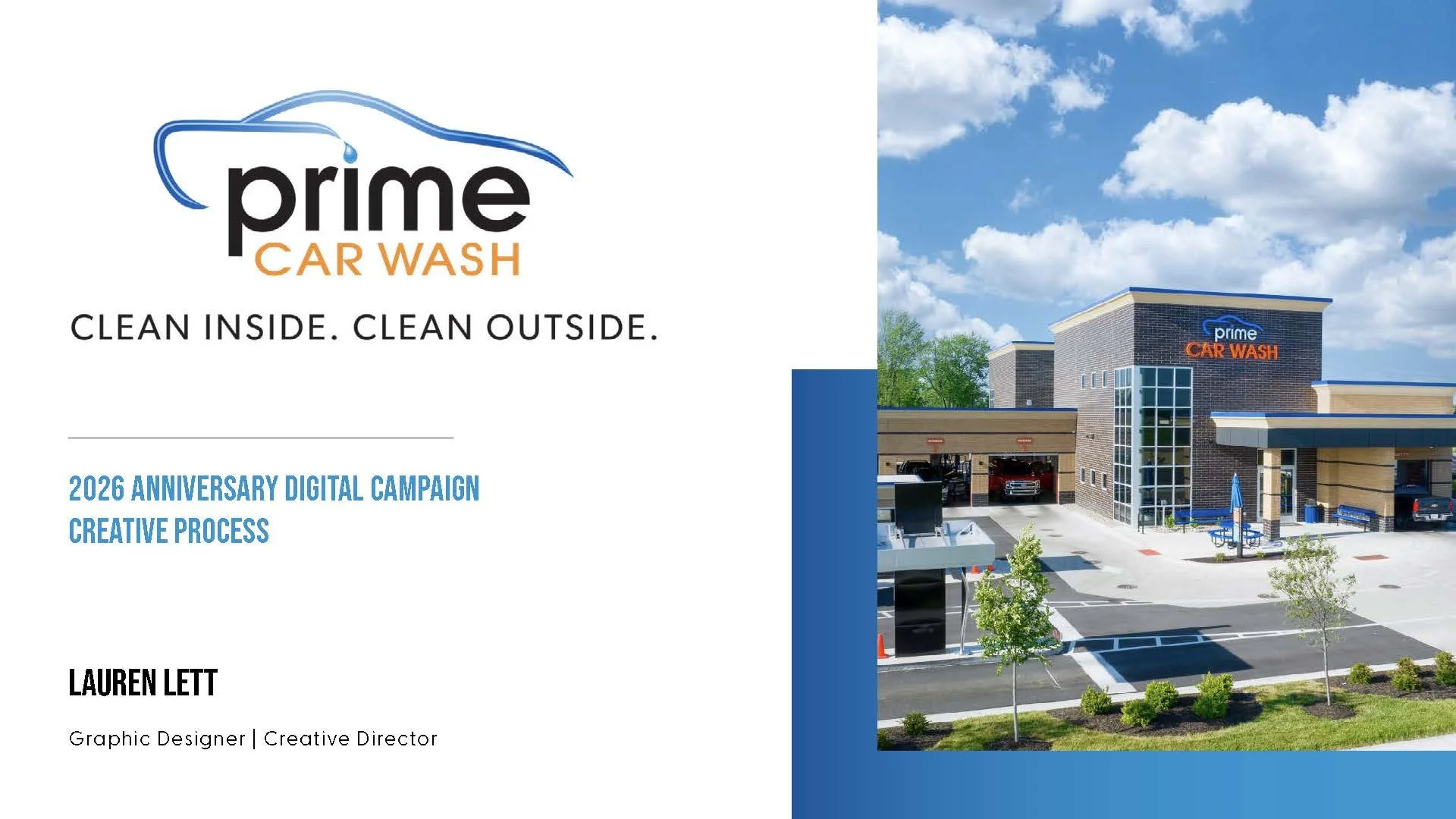 Creative Process for redesigning Prime Car Wash's 2026 Digital Anniversary Campaign