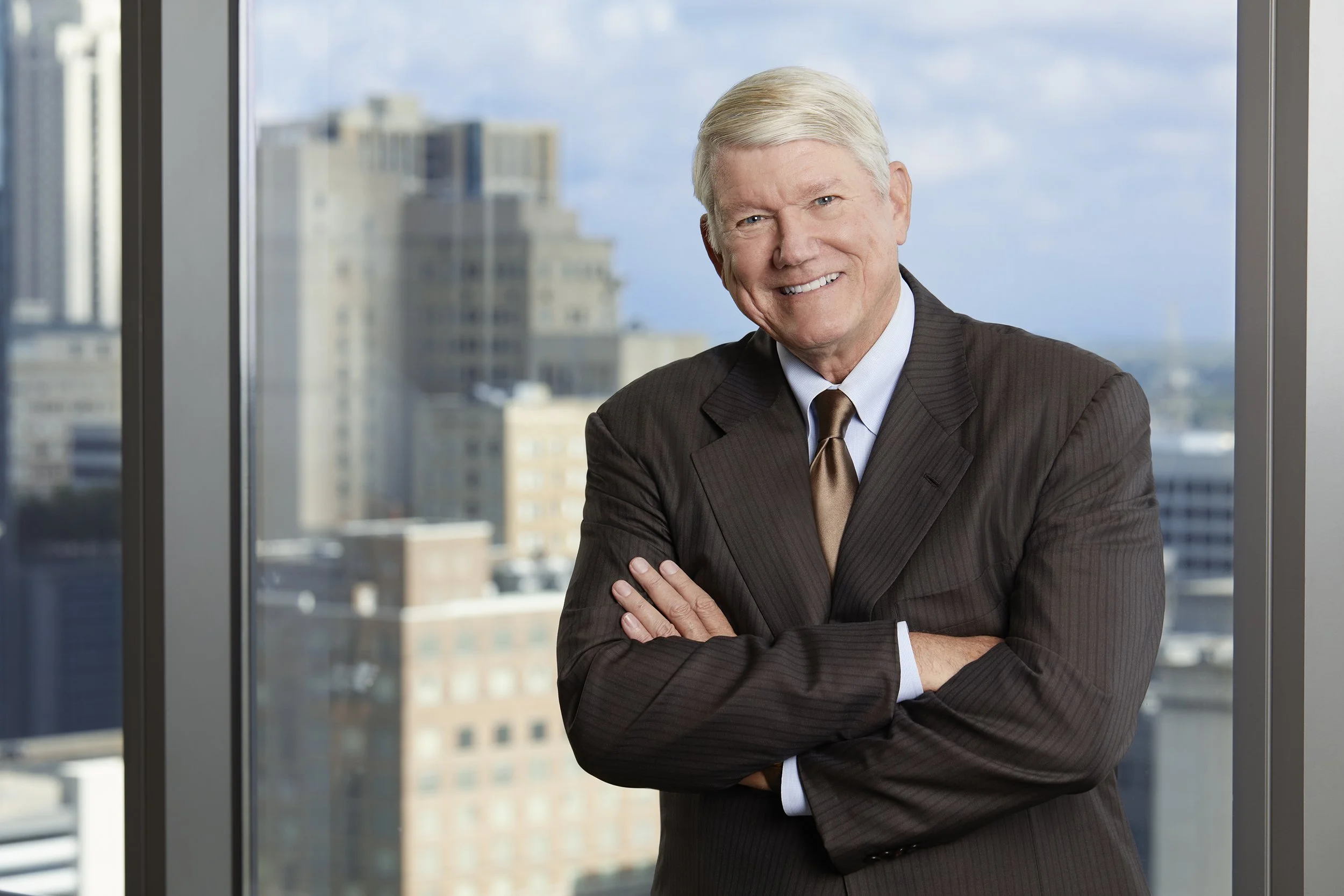Professional Houston office headshot of attorney Chip Babcock, photographed at his office for an executive portrait.