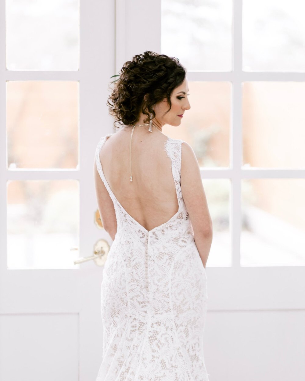  bride with open back wedding dress 