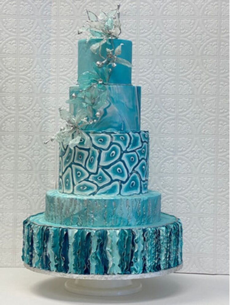  turquoise wedding cake 