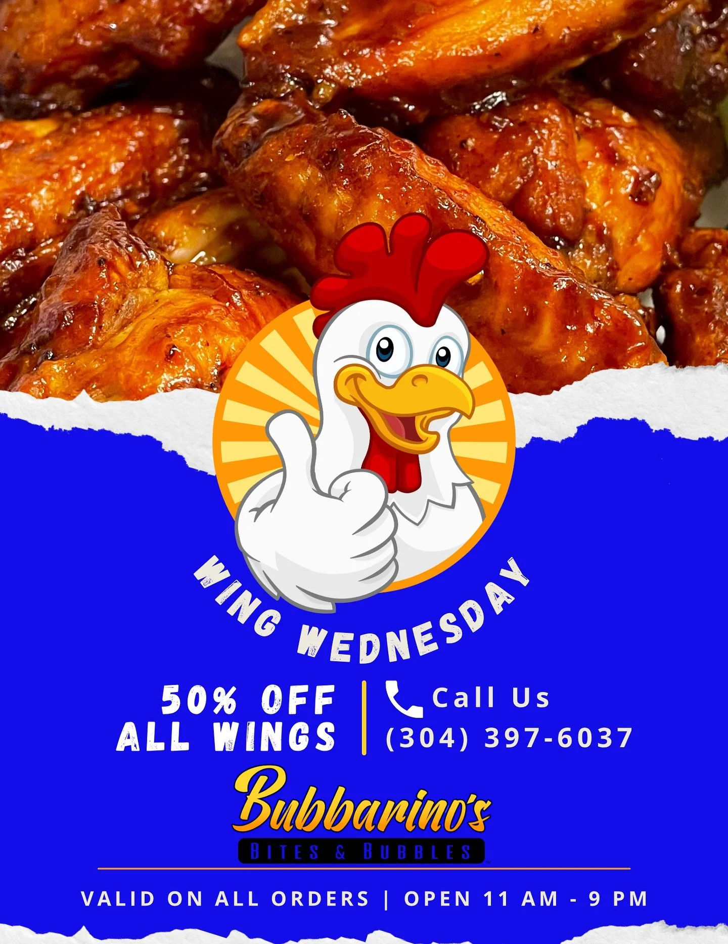 Every Wednesday! 😎🍗

📍 3501 Teays Valley Road, Hurricane 
💻 Order online - bubbarinos.com 
📞 Call now - 304.397.6037
