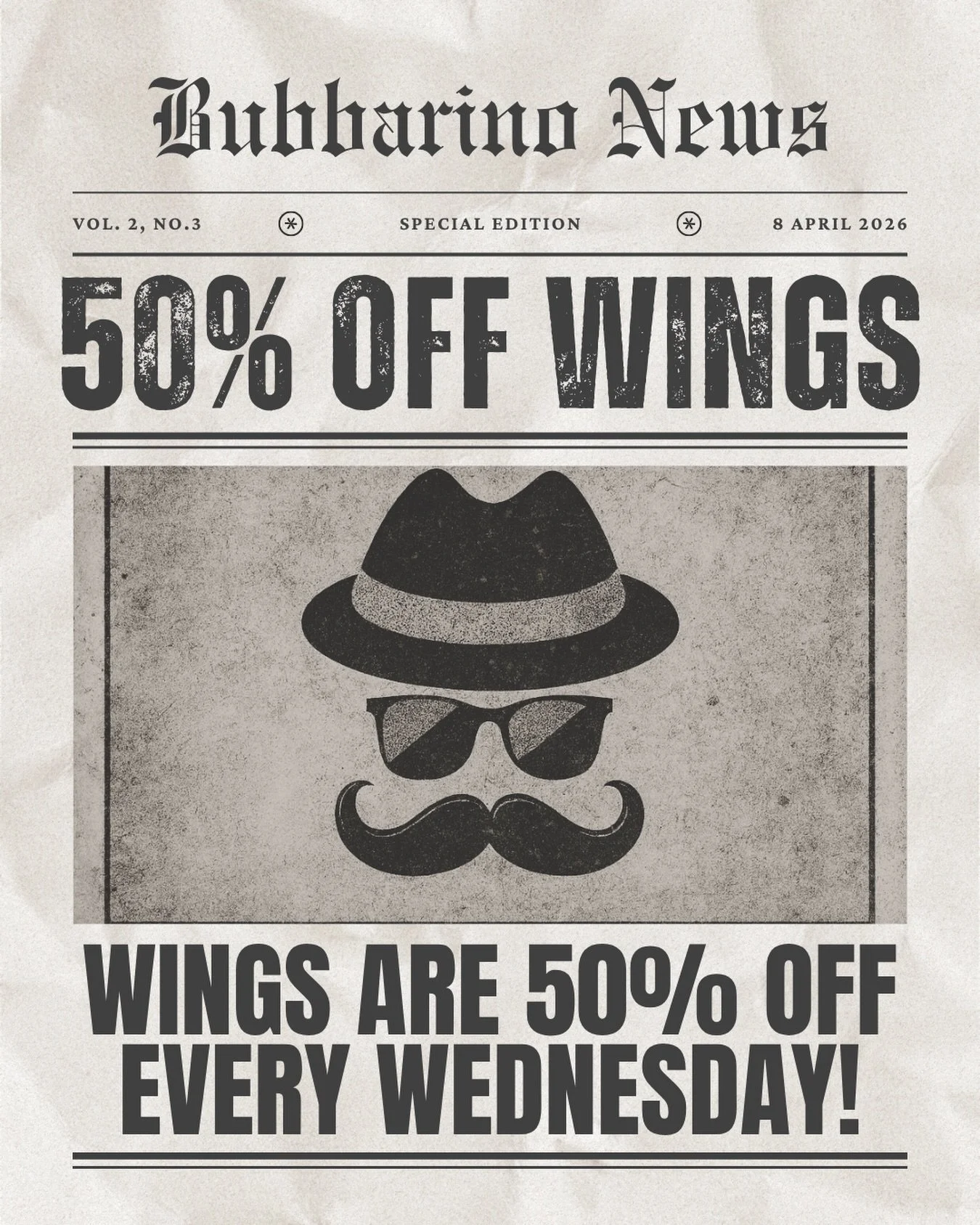 Bub&rsquo;s is the place to be every Wednesday&hellip; 😎🍗

Valid on all orders. Applies to bone-in and boneless. 👍

📍 3501 Teays Valley Road, Hurricane 
💻 Order online - bubbarinos.com 
📞 Call now - 304.397.6037
