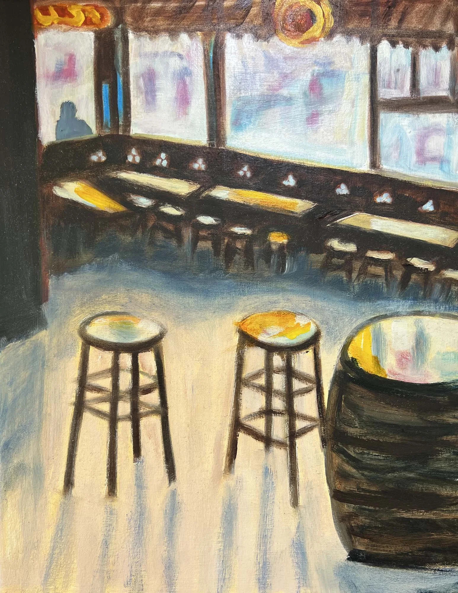 Spring Lounge,
Oil on canvas.
14x11in.,  2026
