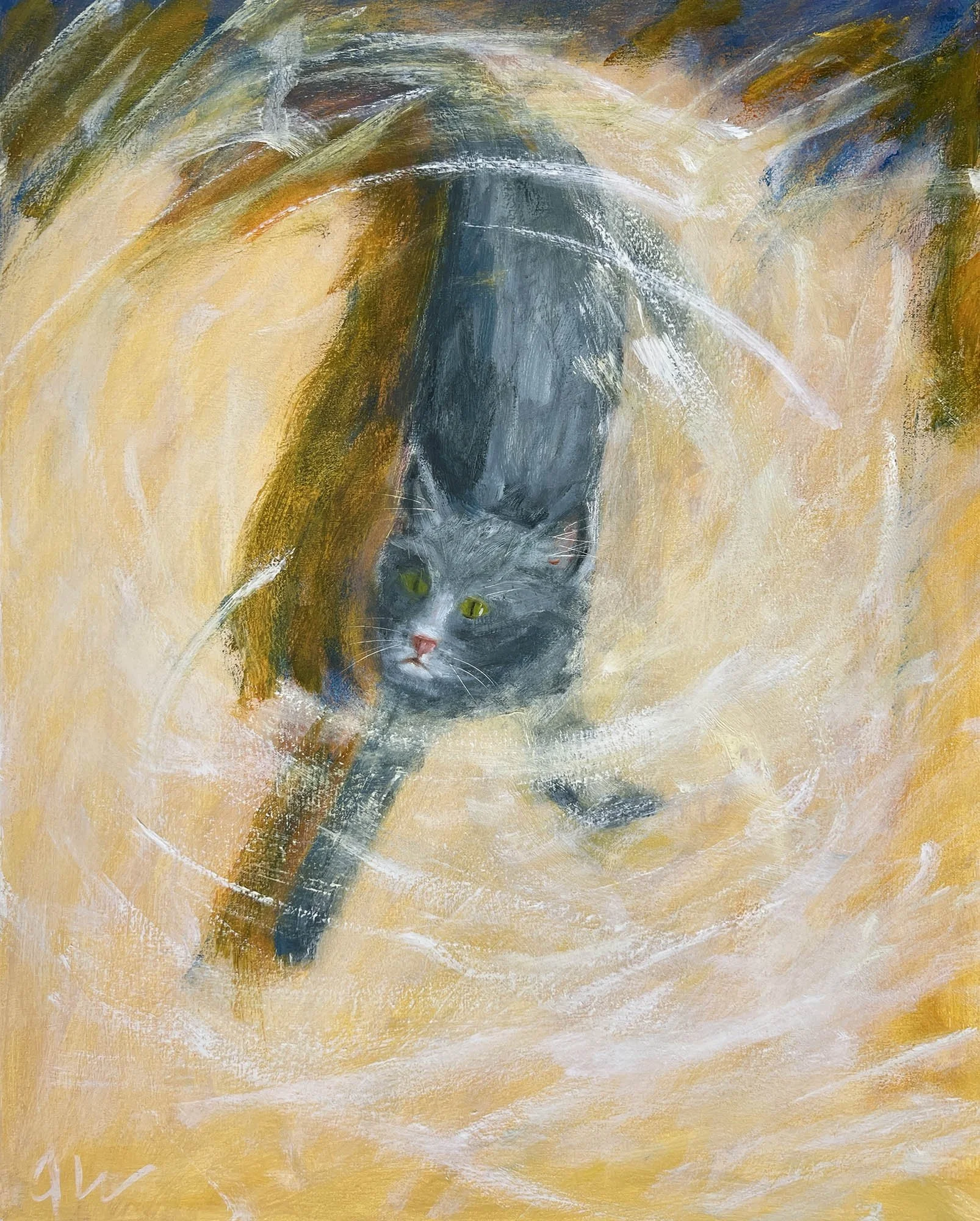 Gray Cat,
Oil on canvas.
20x16in.,
2026