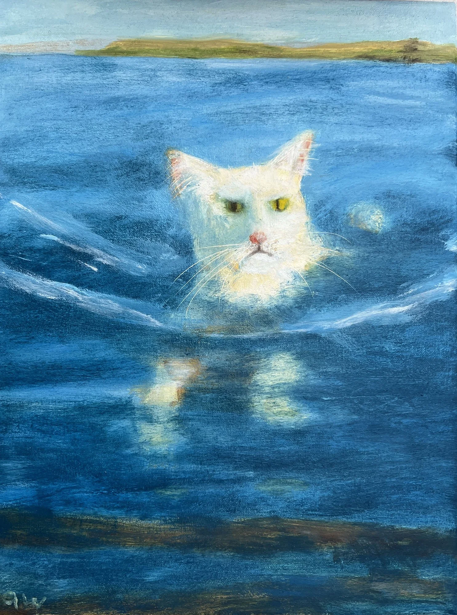 Swimming to Shore,
Oil on canvas.  12x9in.,
2026
