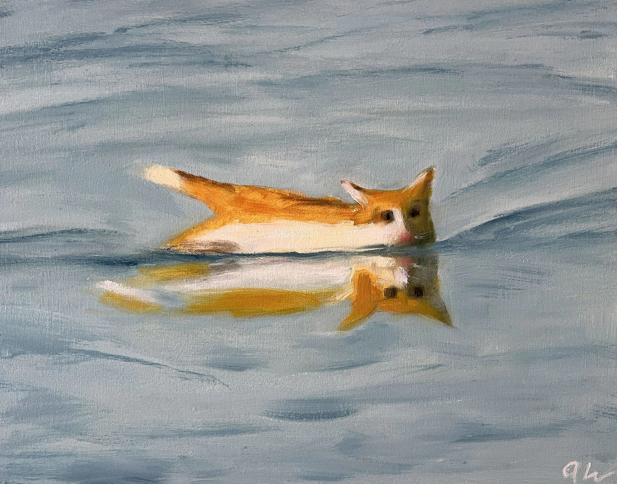 Buttercup Swims,
oil on canvas.
11x14in.,
2026
