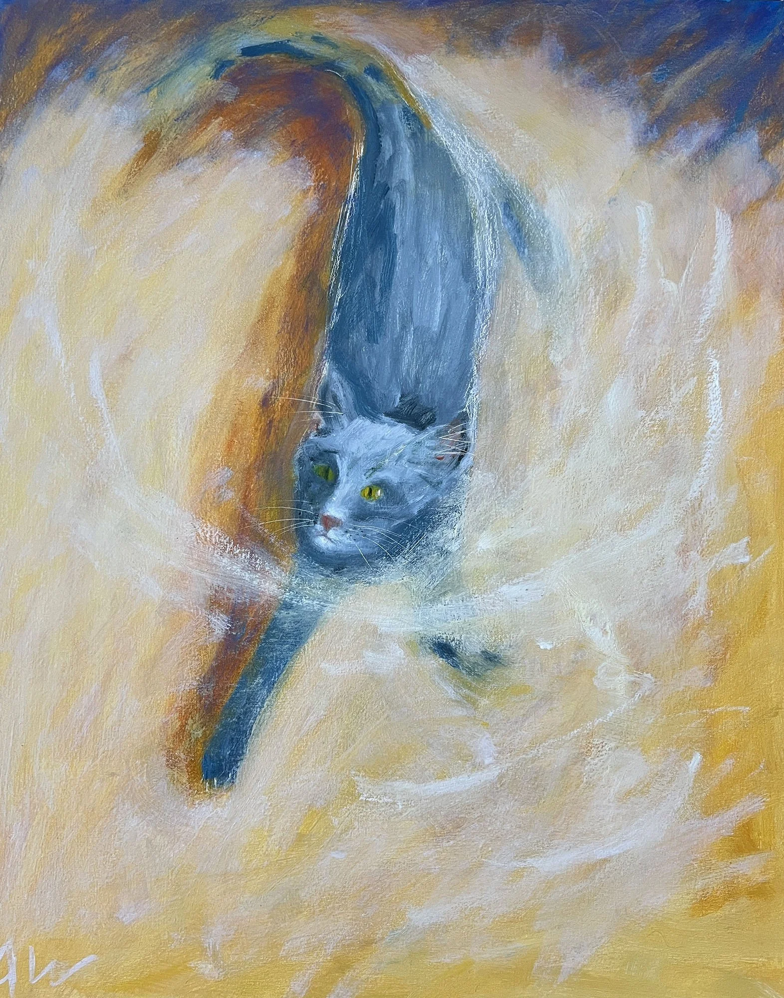 Gray Cat,
Oil on canvas.
20x16in.,
2026
