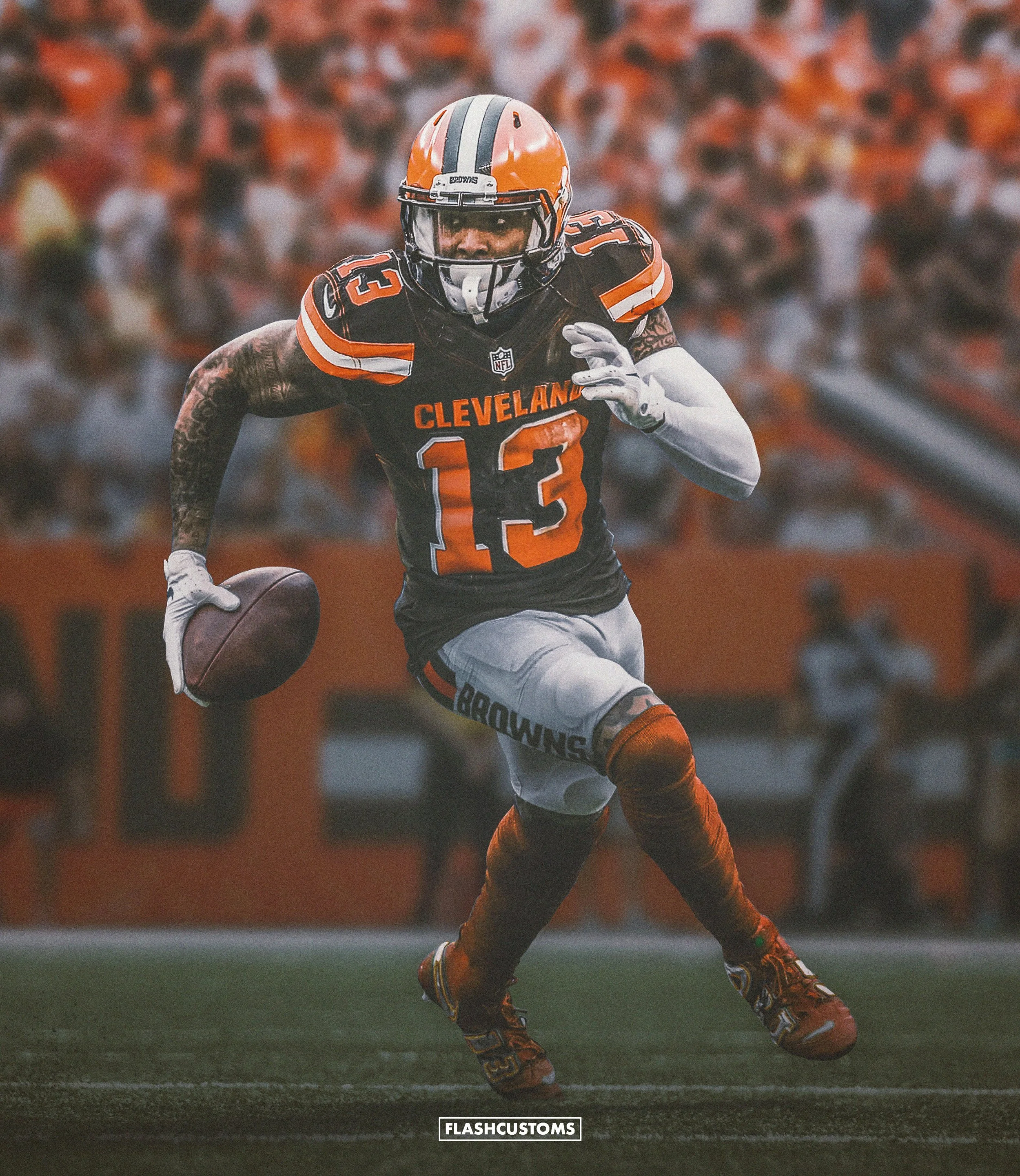 Jersey swap of former New York Giants wide receiver Odell Beckham Jr. This design was made after Beckham was traded from New York to Cleveland. The intention of this design was to showcase Odell in his new teams uniform prior to him suiting up for th