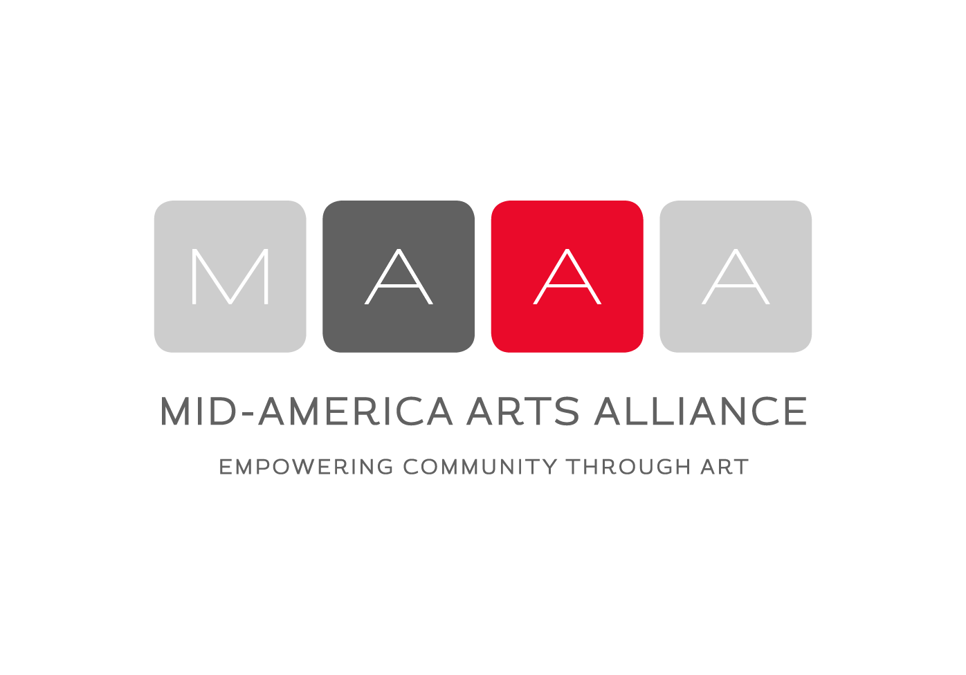 Logo for the Mid-America Arts Alliance with the text "Empowering Community Through Art." Image links to www.maa.org