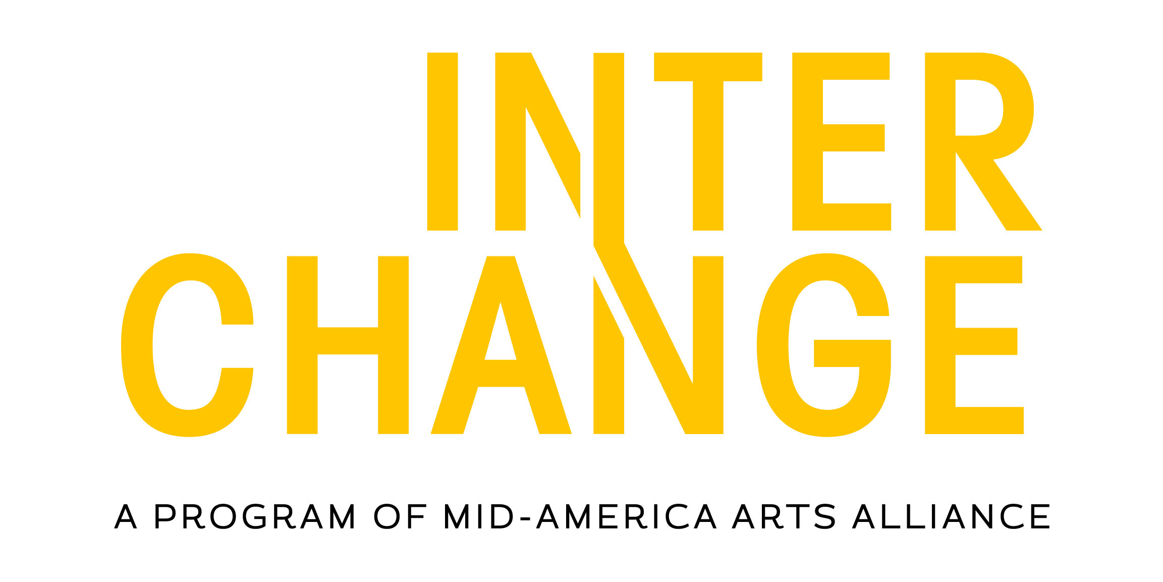 Logo for the Interchange program with bottom text stating "A Program of Mid-America Arts Alliance." Image directs to interchangeartistgrant.art