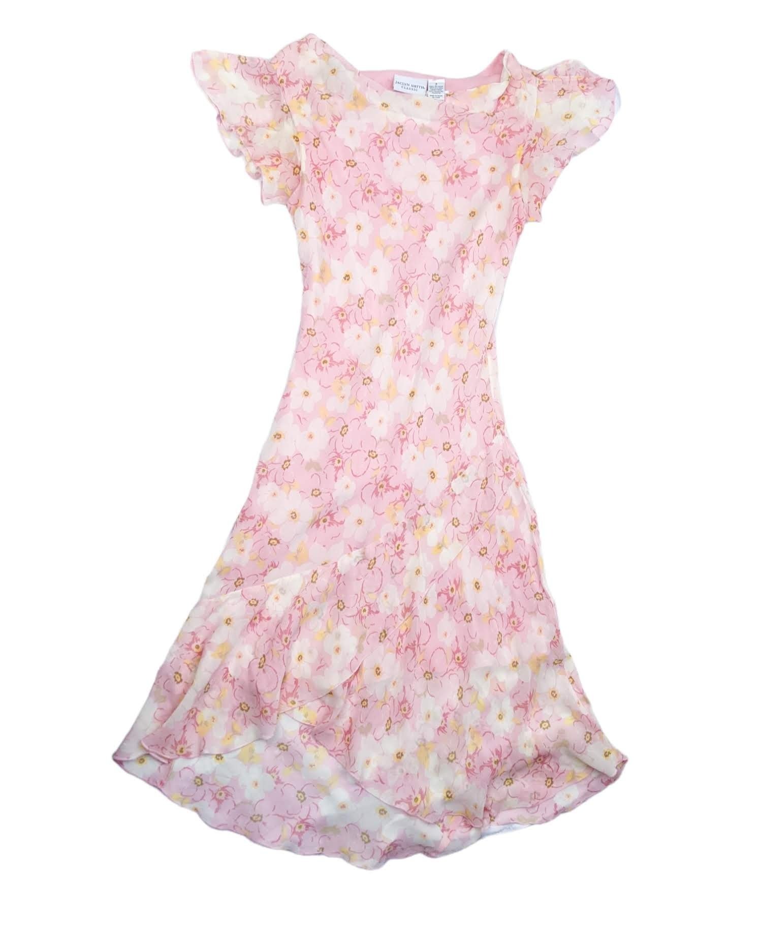 strapless open back dress Sadie & Sage Floral Satin Mini Dress - Pink main image 0