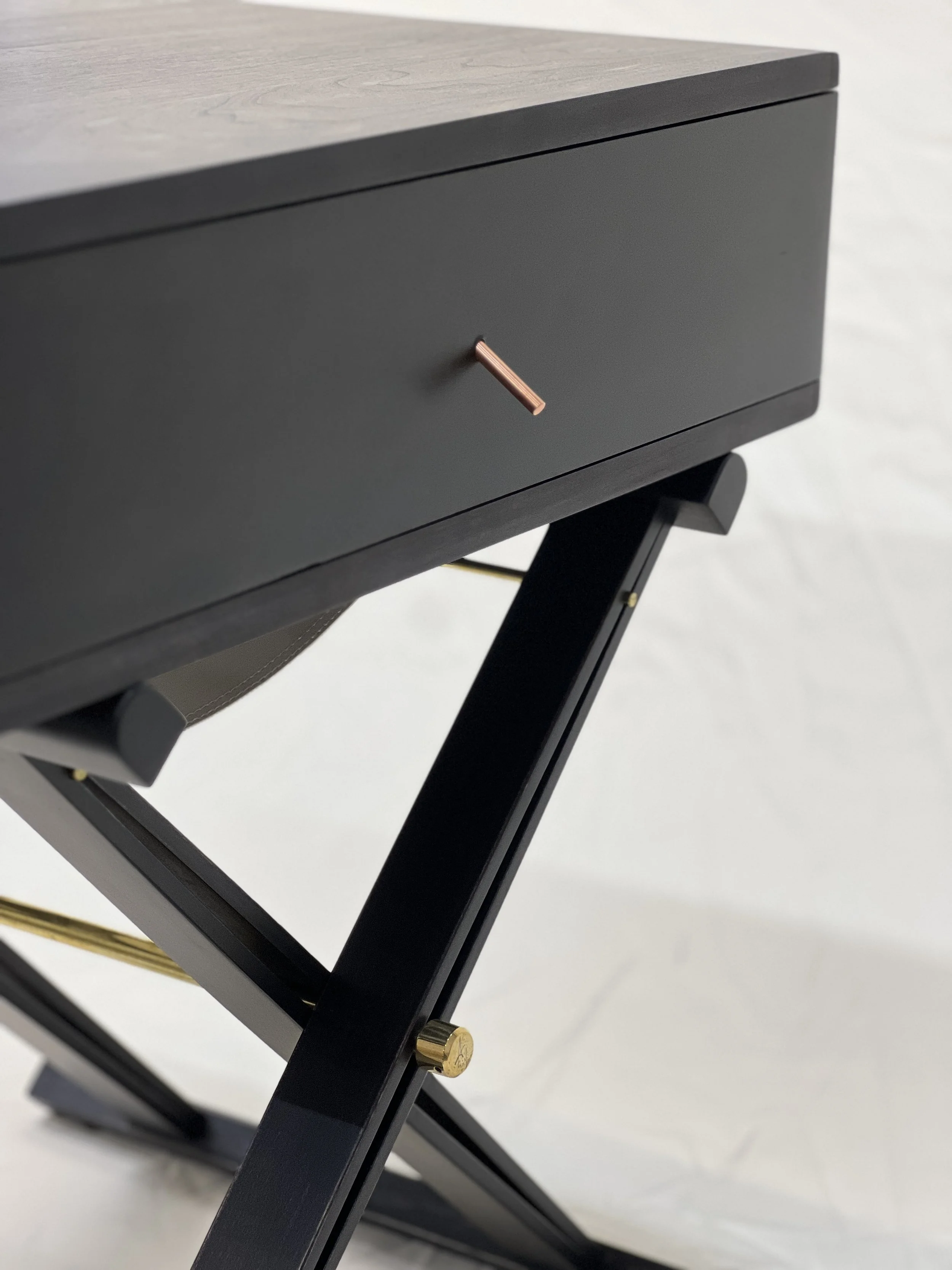 Andres Luer - ATELIERLUER - Campaign Table - Handmade - White Leather - Ballard Shop - Seattle