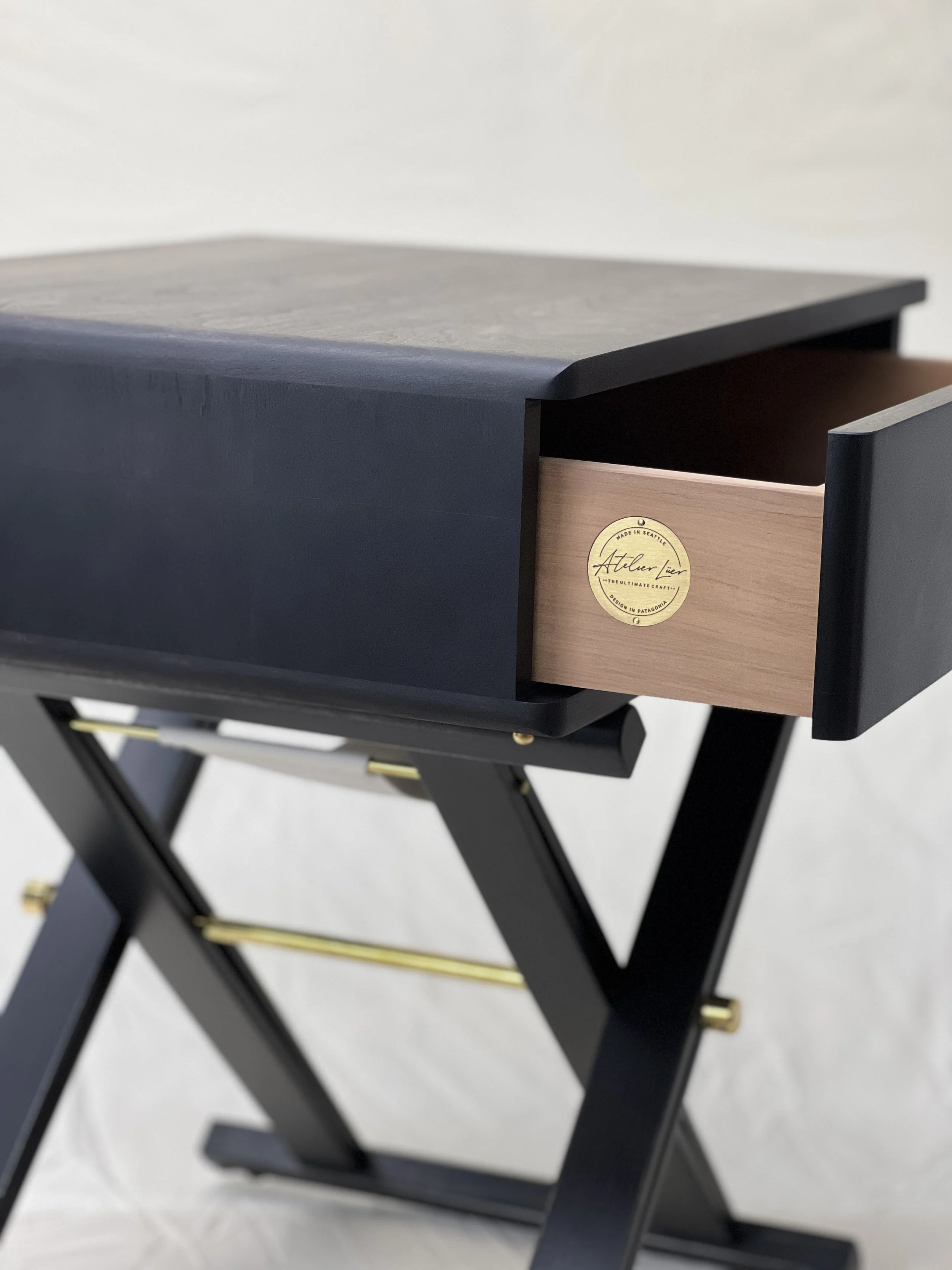 Andres Luer - ATELIERLUER - Campaign Table - Handmade - Ballard Shop - Seattle CAMPAIGN TABLE - BLACK CHERRY