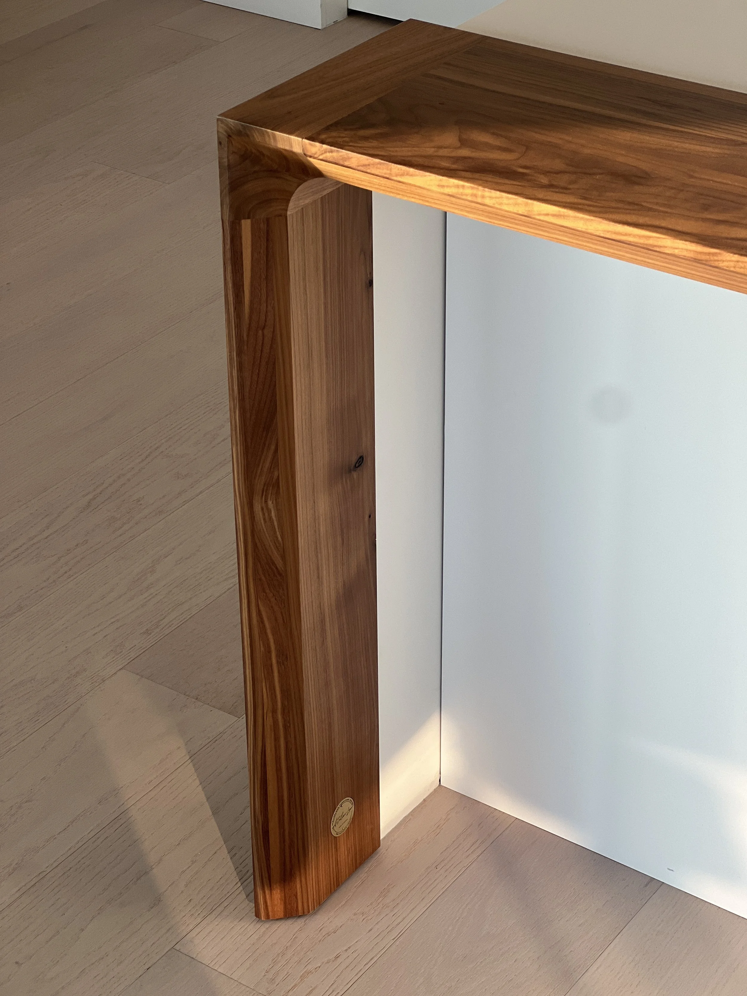 Walnut waterfall edge grain flow detail custom furniture Seattle