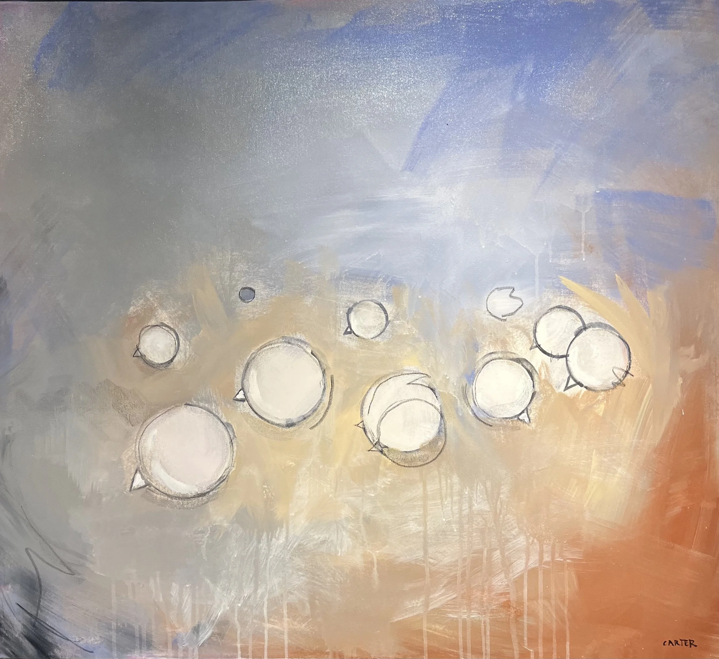 #3 Doves in Grey Rubble #1 36x40 $850