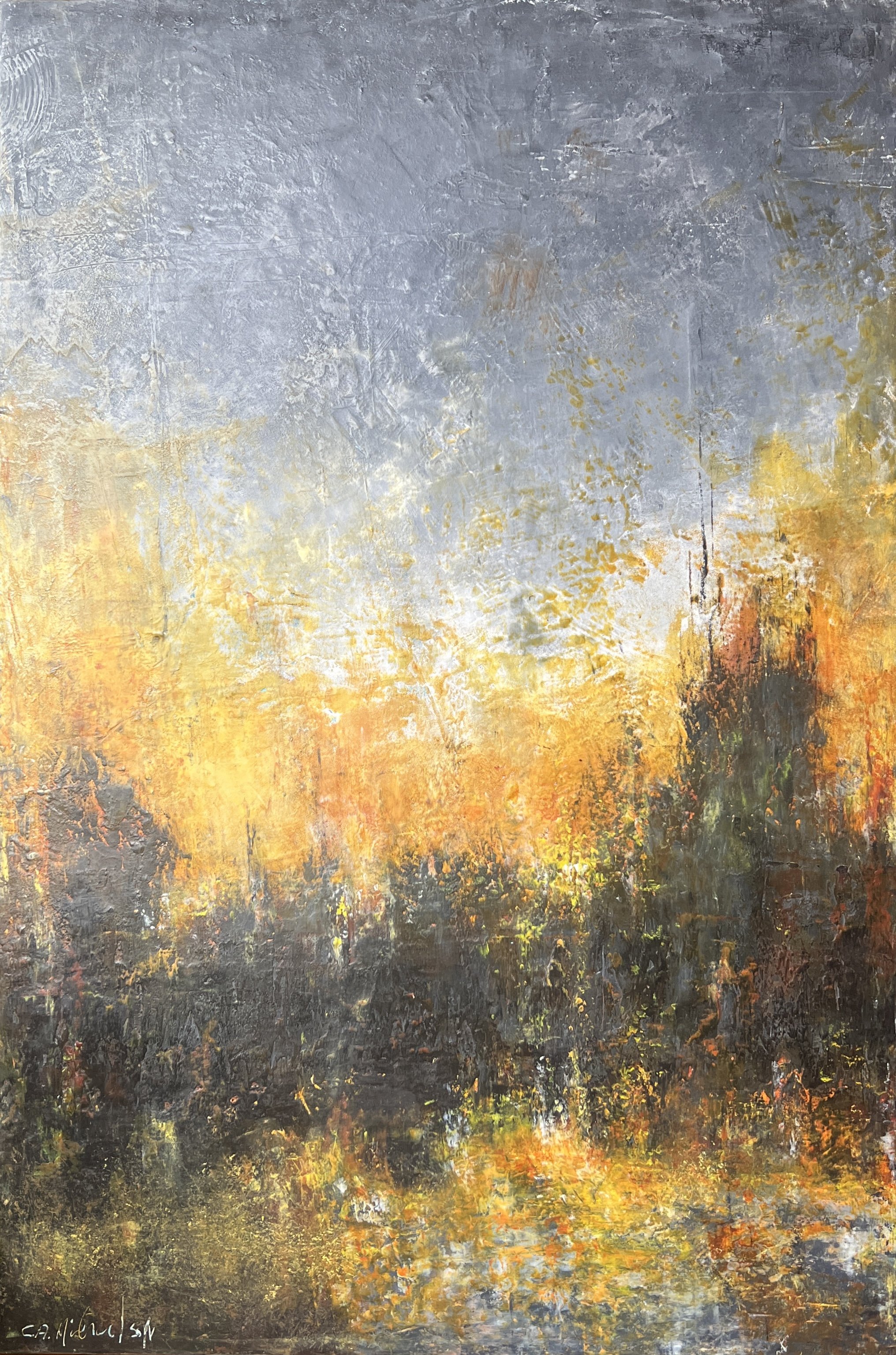 #31 Fire's Passage oil & cold wax 24 x 36 $1450
