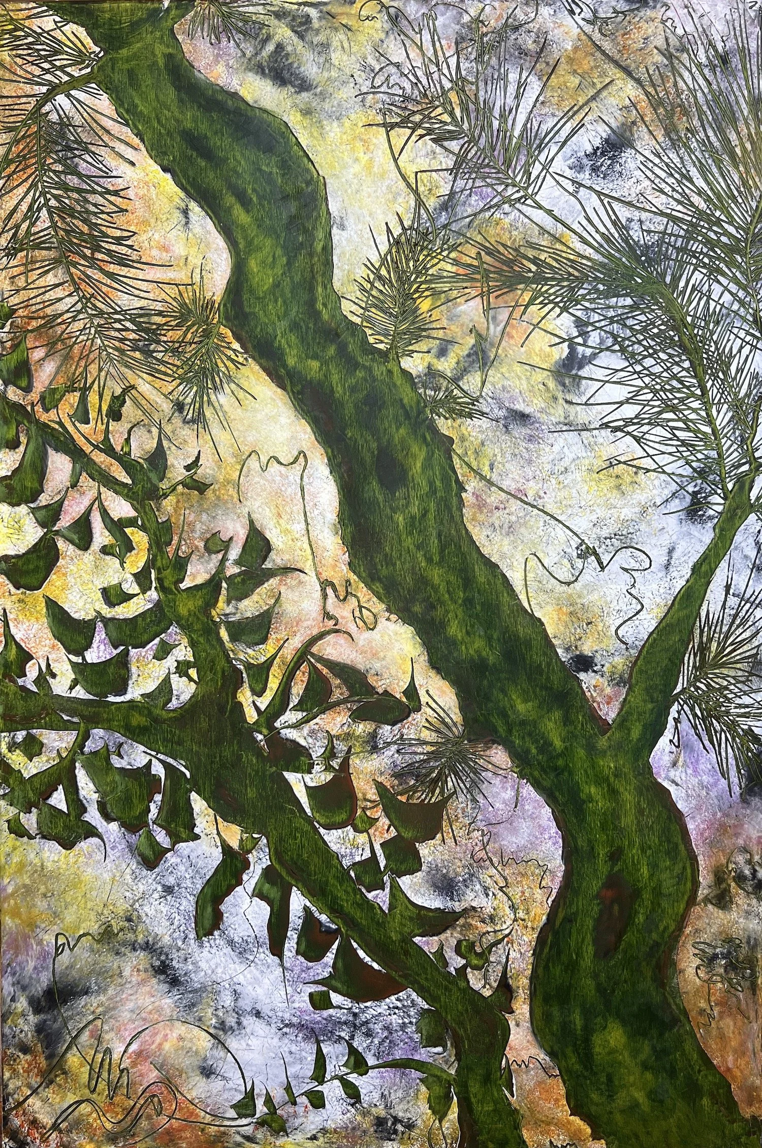 #5 Forest Dance oil & cold wax 26 x 38 Framed  $1600