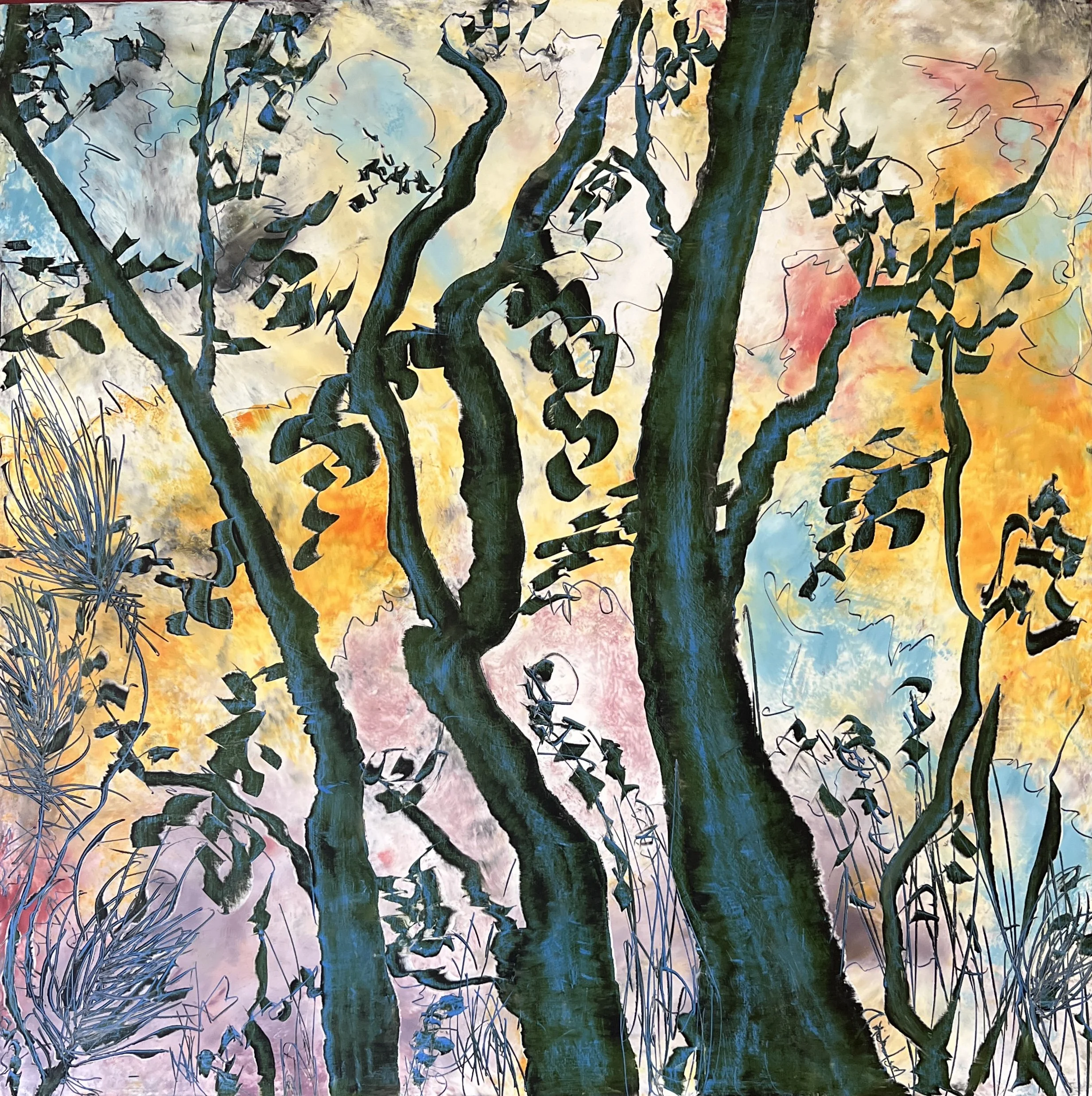 #2 The Language of Leaves oil & cold wax 36 x 36 $2200